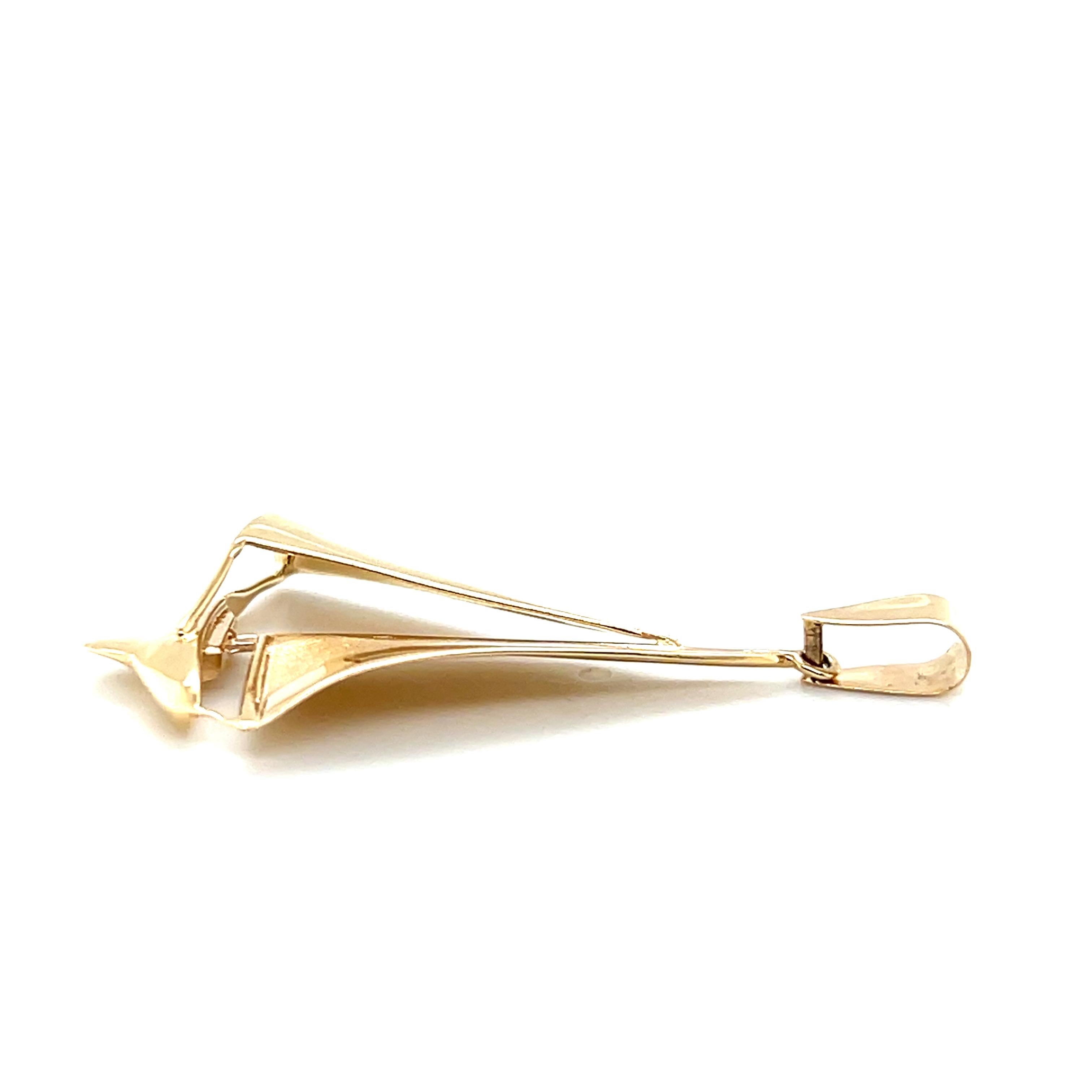 da uomo o donna Ciondolo a forma di barca a vela in oro giallo 14k in vendita