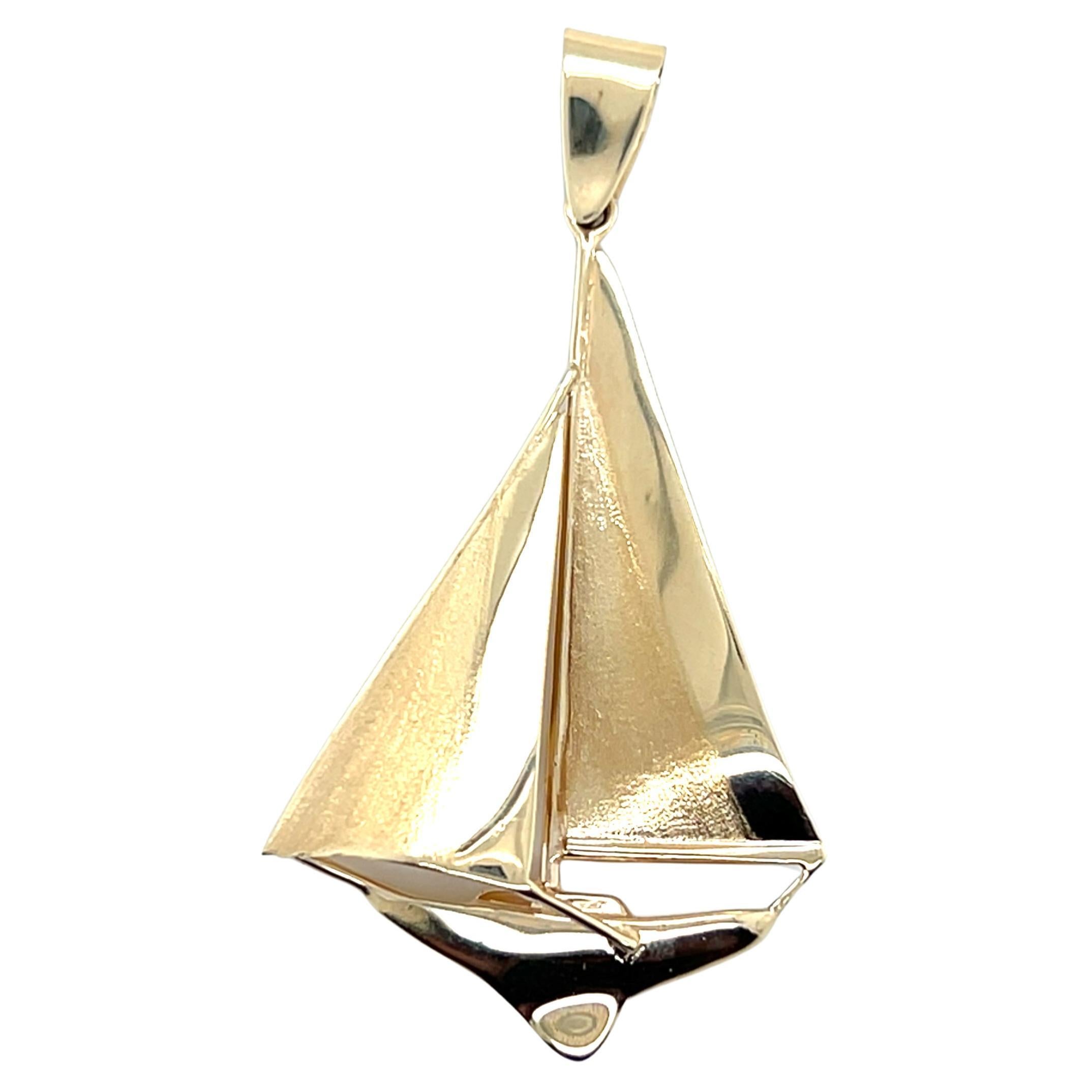 Contemporary 14k Yellow Gold Sailboat Pendant