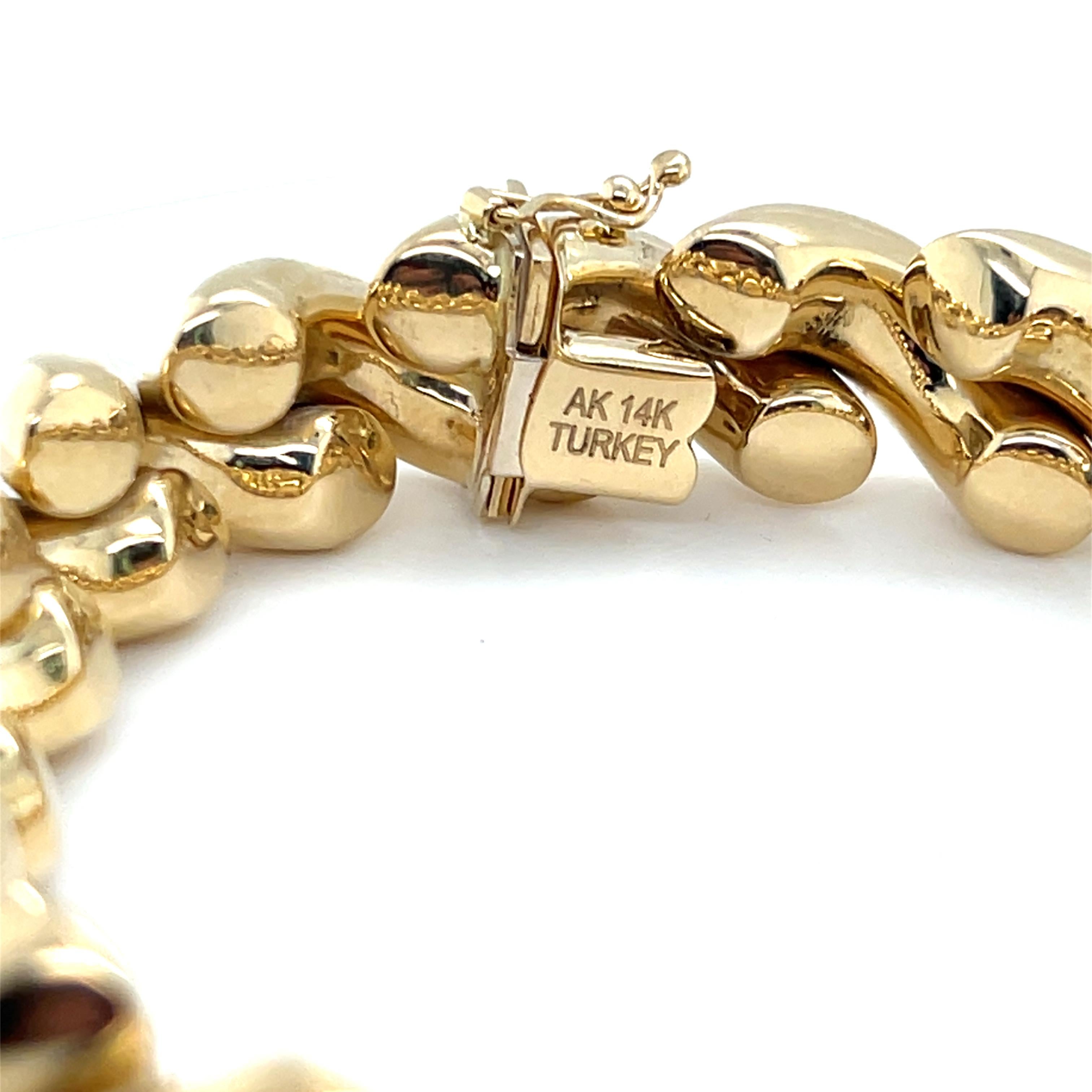 Contemporary 14k Yellow Gold San Marco Link Bracelet 6