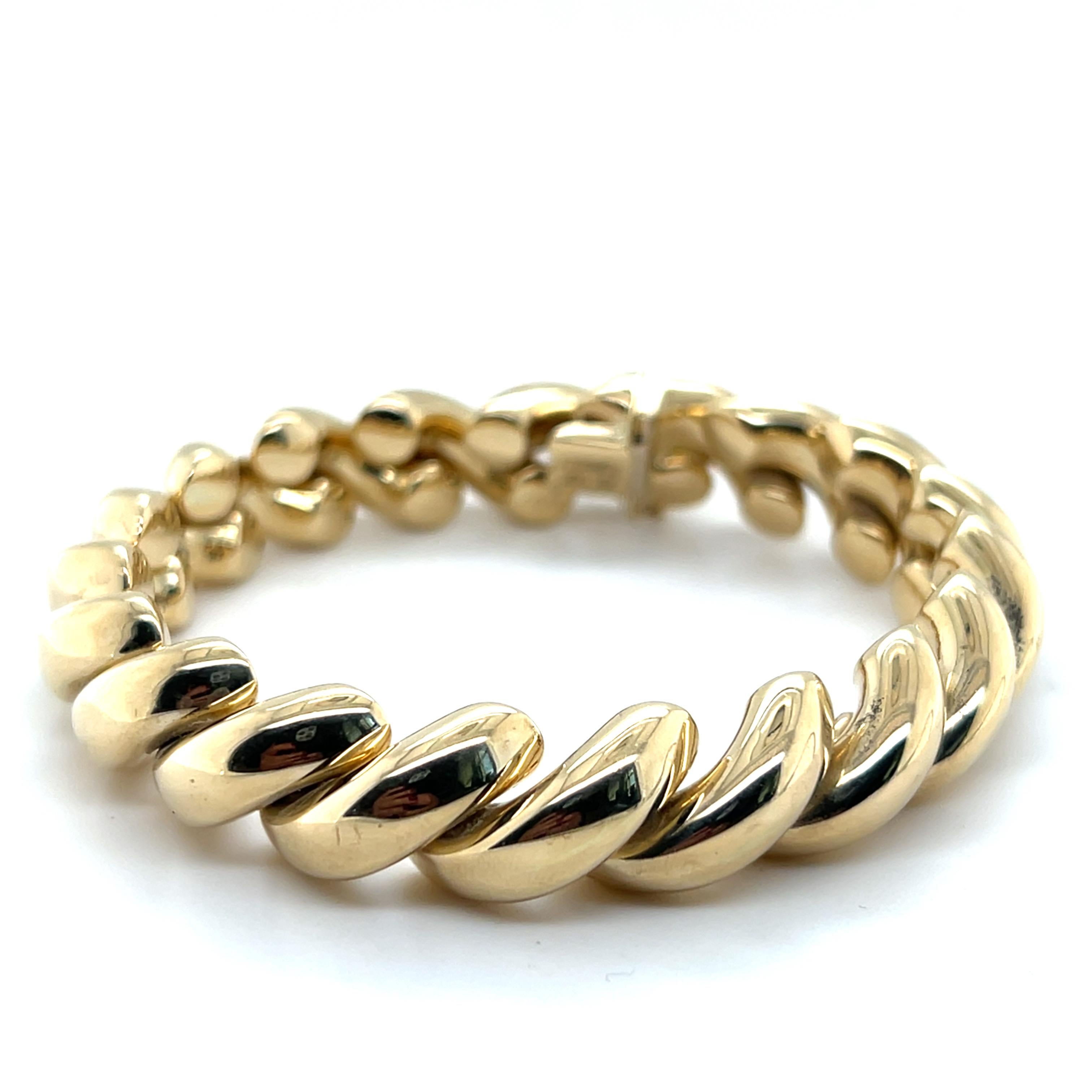 Contemporary 14k Yellow Gold San Marco Link Bracelet In Good Condition In Towson, MD