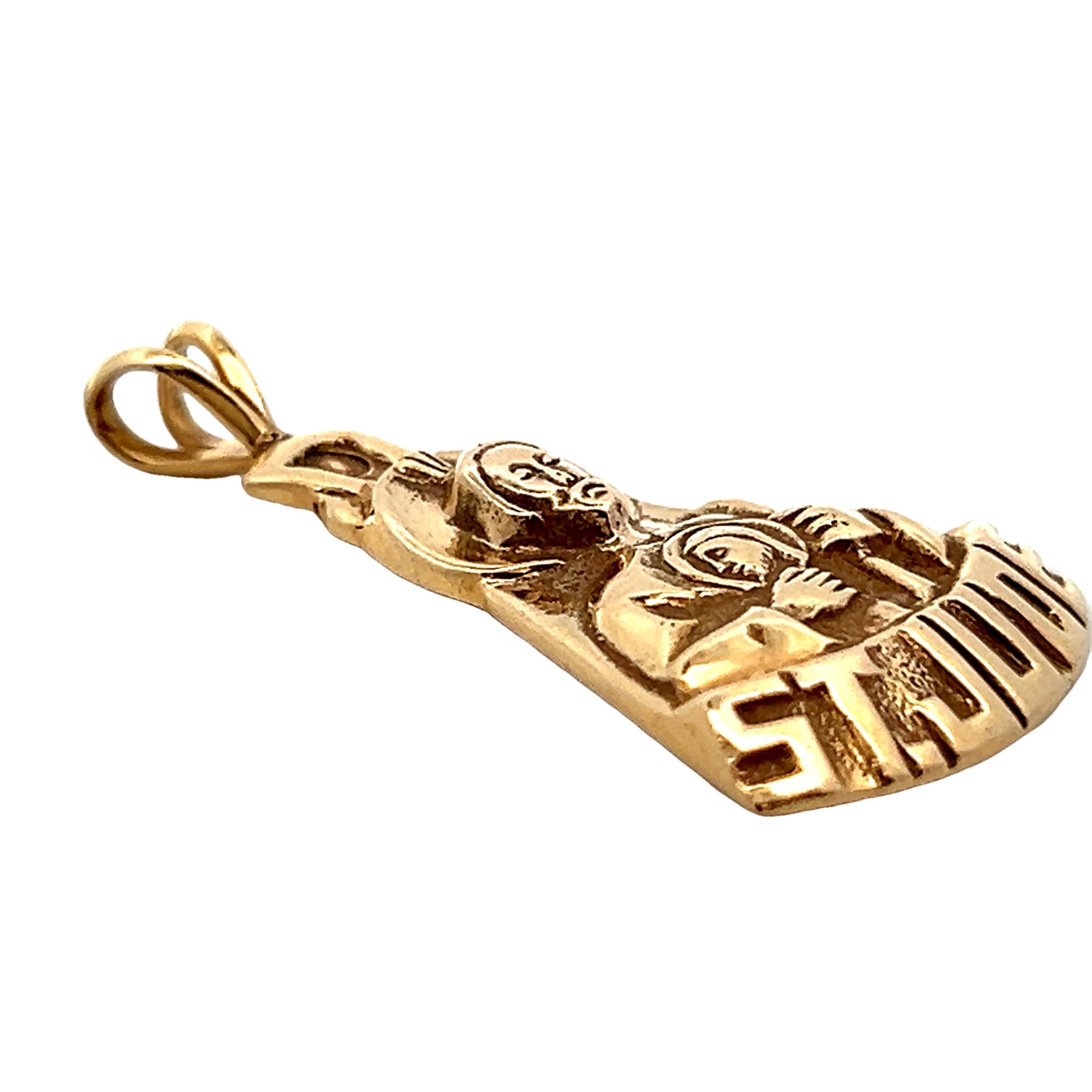 Contemporary 14k Yellow Gold St. Jude Pendant 1