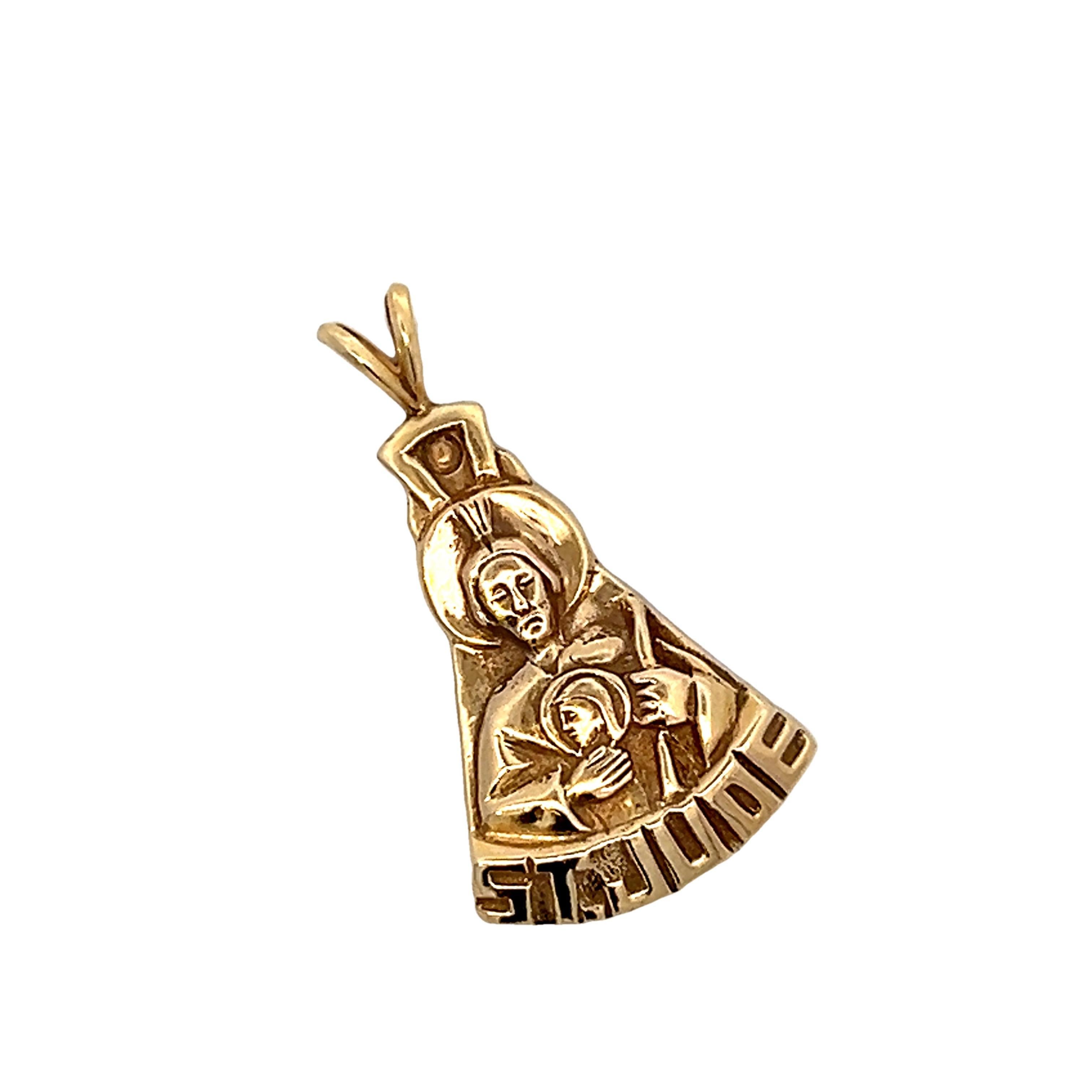 Contemporary 14k Yellow Gold St. Jude Pendant 2