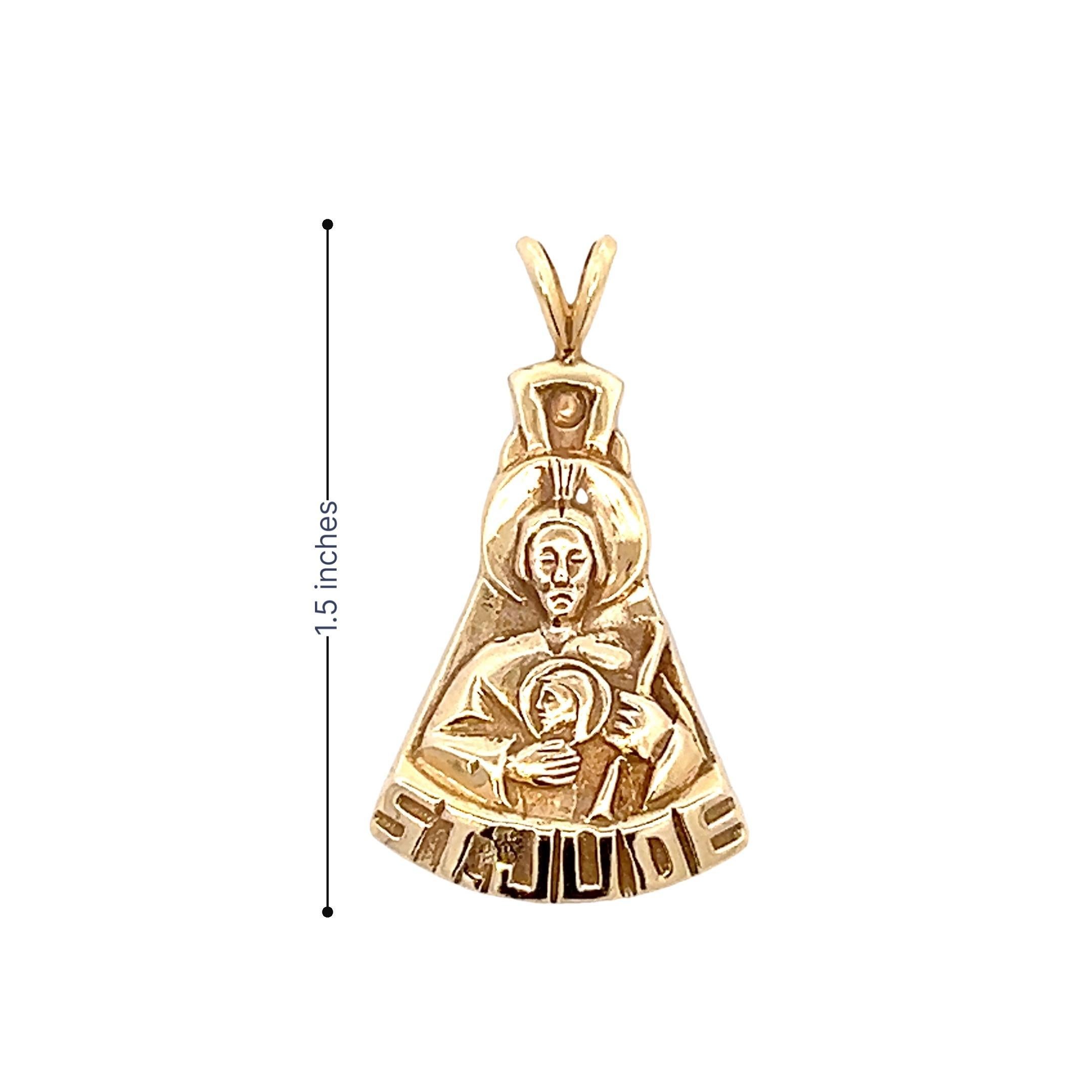 Contemporary 14k Yellow Gold St. Jude Pendant 3