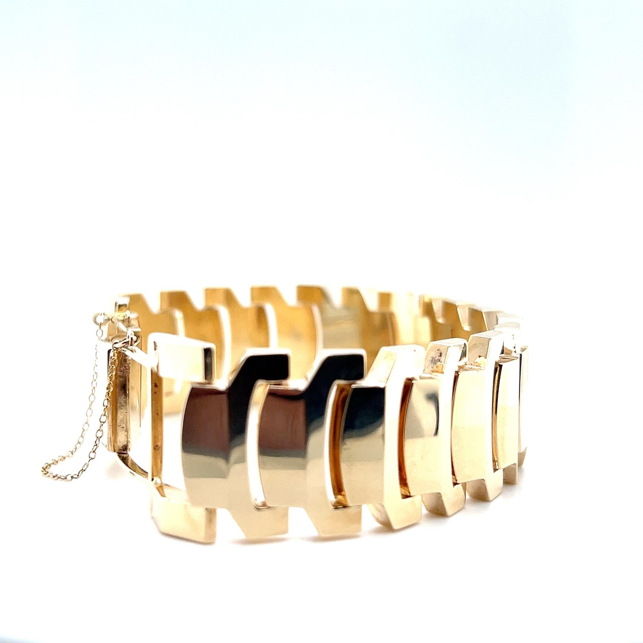 Contemporain Bracelet contemporain à maillons en or jaune 14k en vente