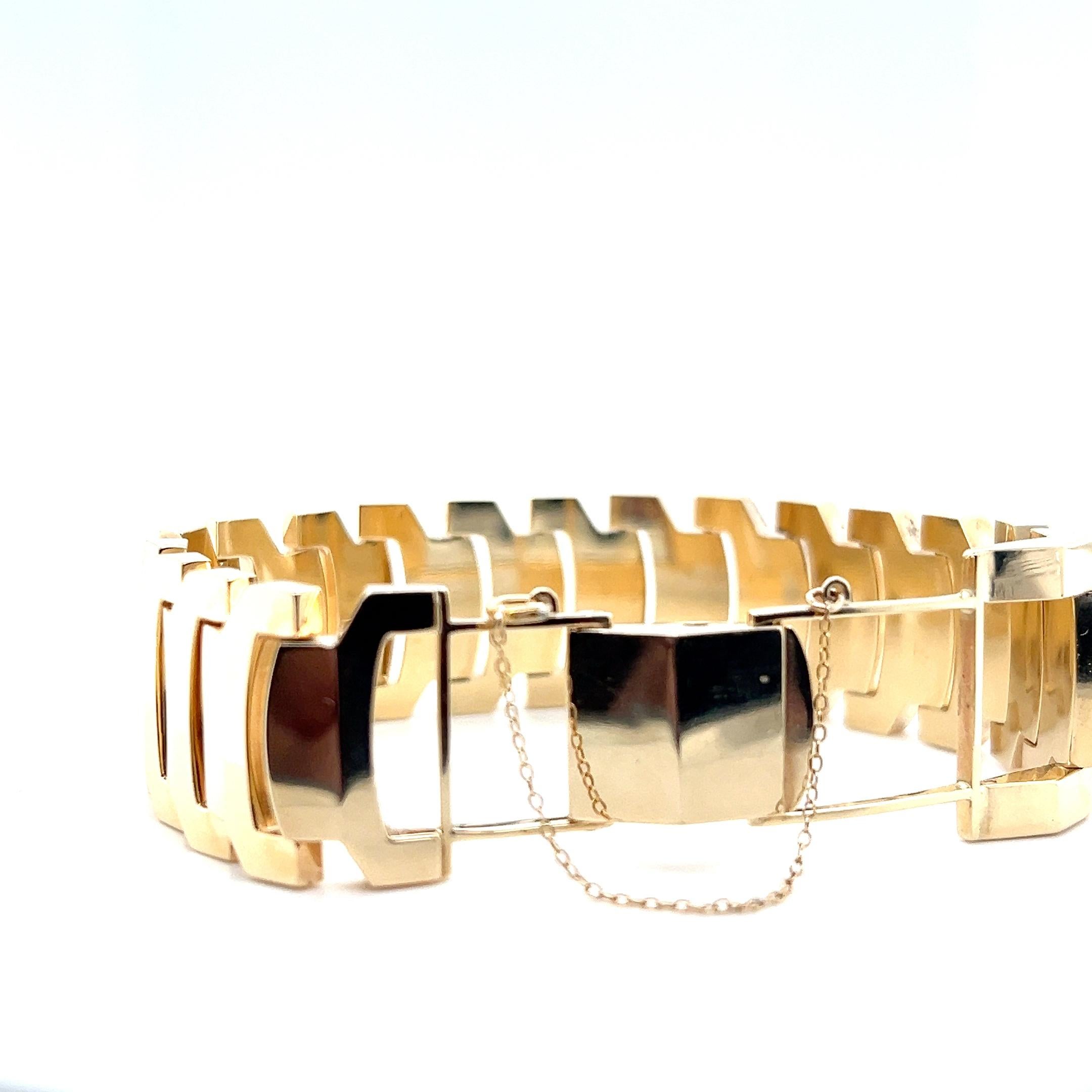 Bracelet contemporain à maillons en or jaune 14k Bon état - En vente à Towson, MD