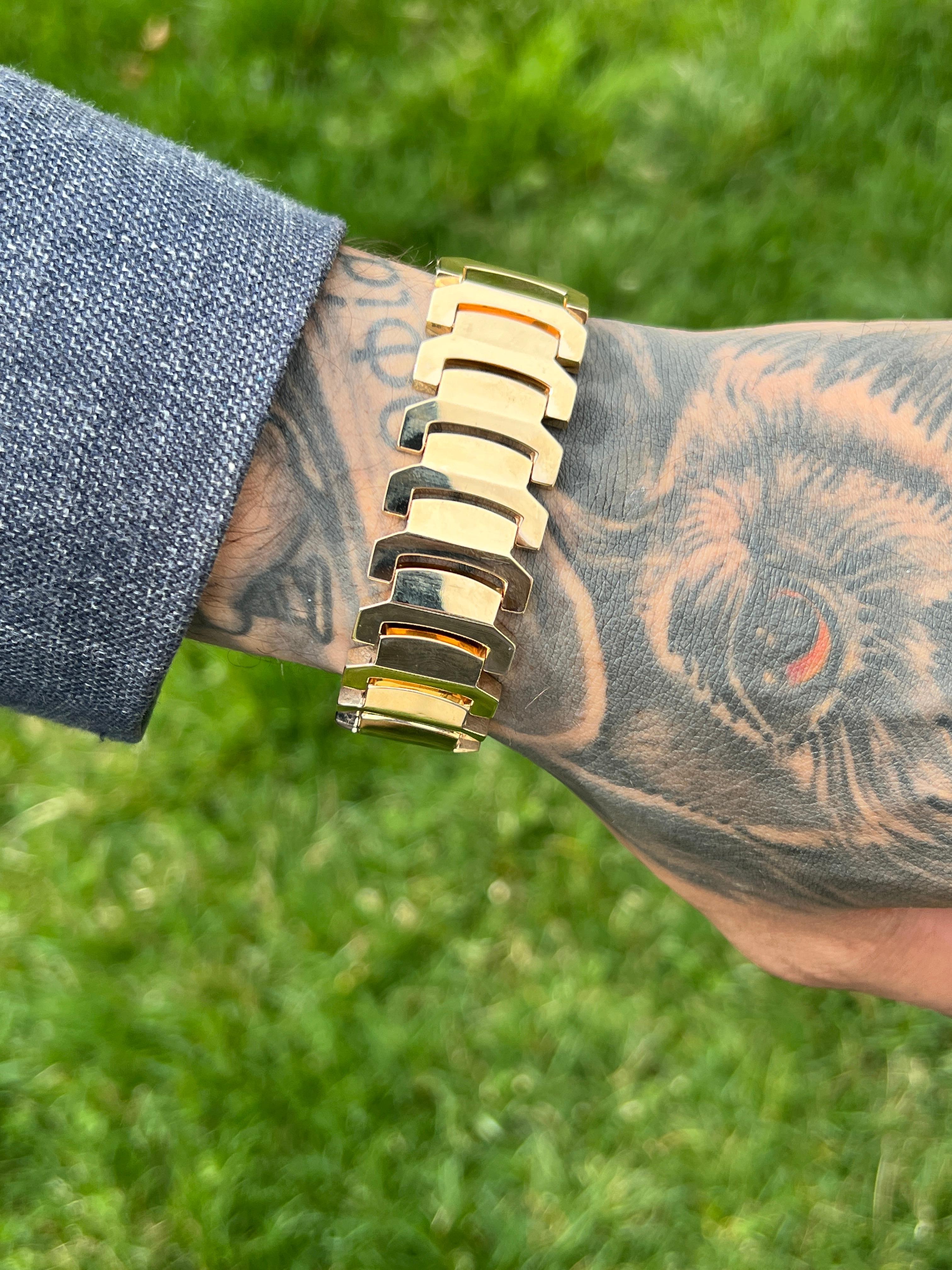 Bracelet contemporain à maillons en or jaune 14k en vente 1