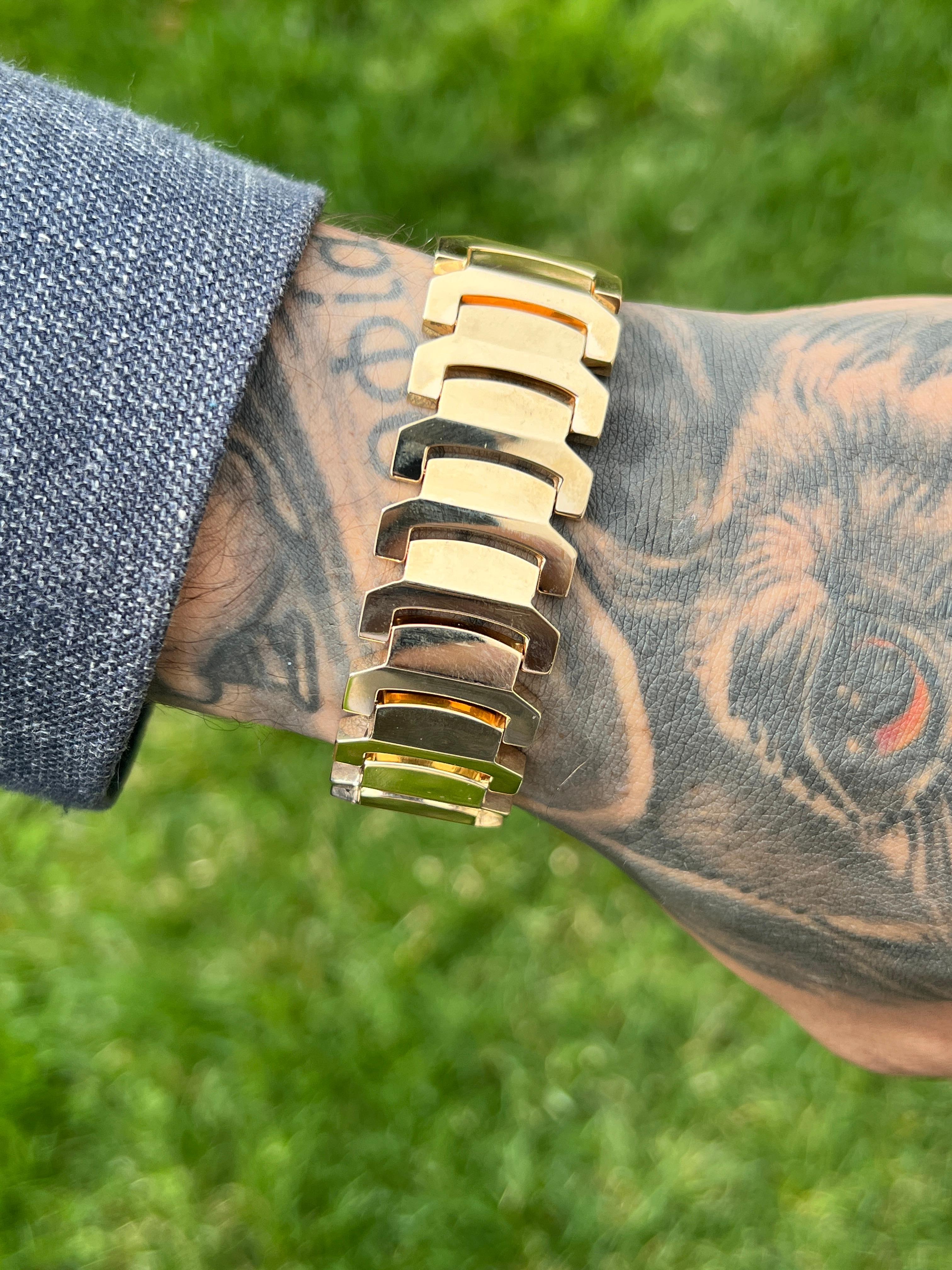 Bracelet contemporain à maillons en or jaune 14k en vente 2