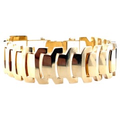Contemporary 14k Yellow Gold Track Link Bracelet