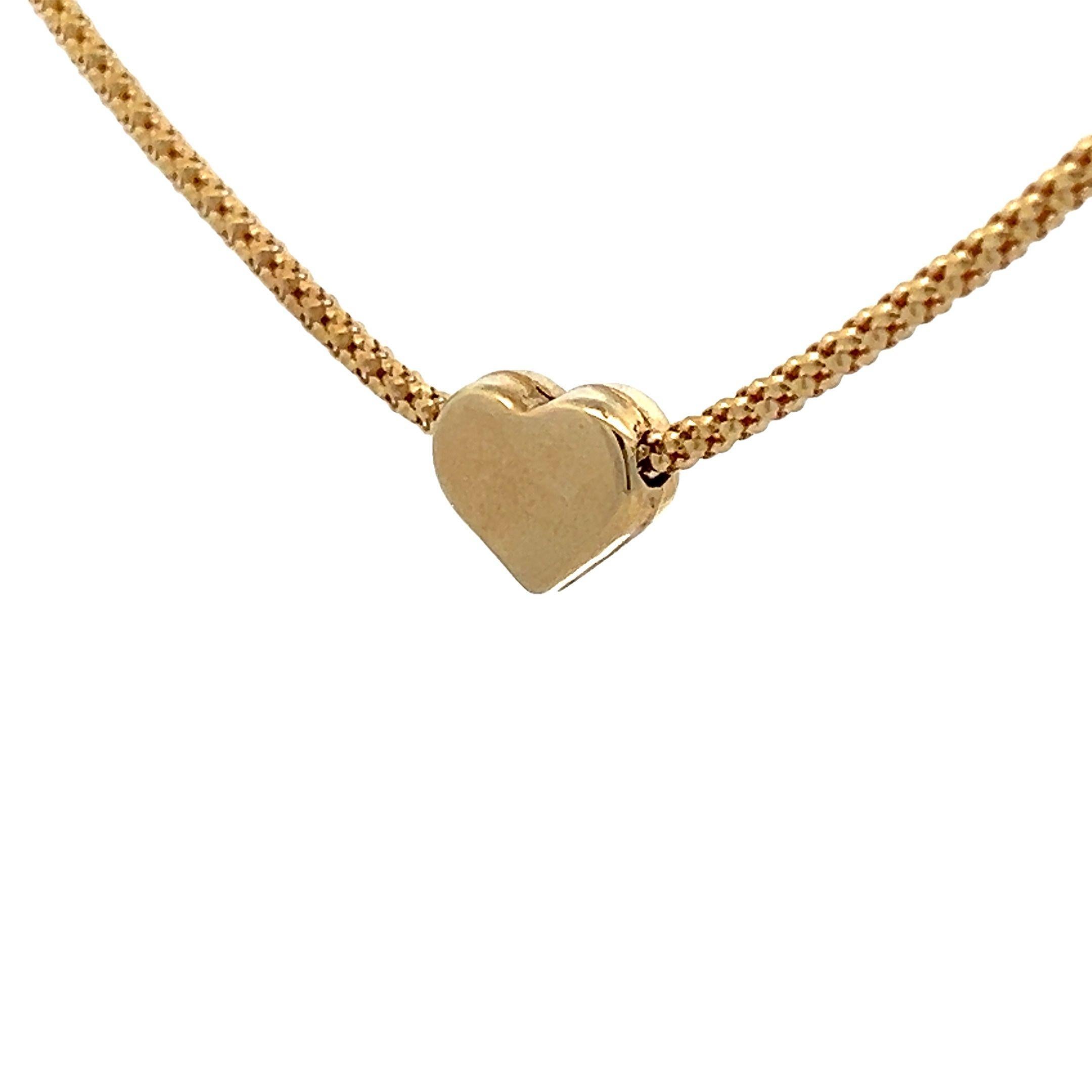 Modern Contemporary 14kContemporary 14k Yellow Gold Heart Necklace w/ 17