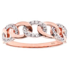 Contemporary 14KT Pink Gold Diamond Cuban Link Fashion Ring