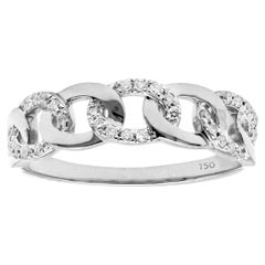 Contemporary 14KT White Gold Diamond Cuban Link Fashion Ring