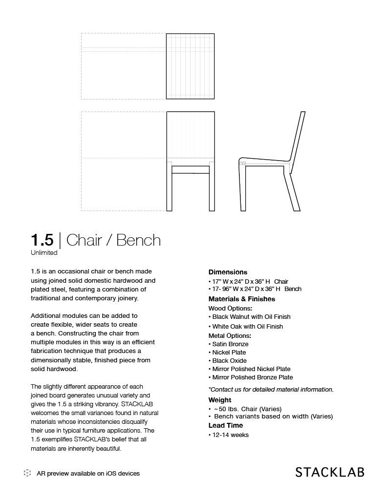 Contemporary 1.5 Chair Walnut or Oak by Stacklab For Sale 2