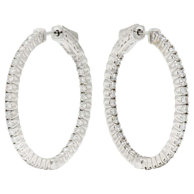 Cartier 1.80 Carat Diamond 18 Karat White Gold Contemporary In-Out Hoop ...