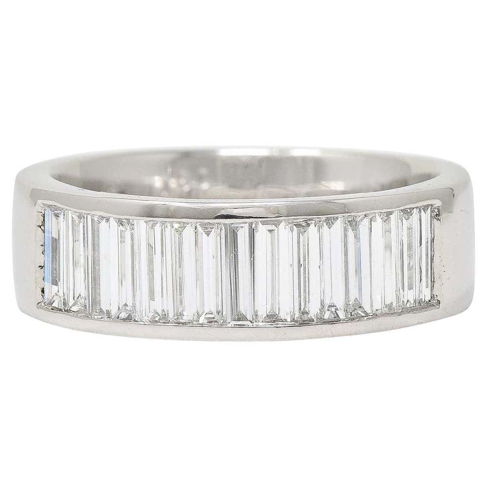 Channel Set Dimonds Platinum Channel Set Baguette Cut Diamond Band For Sale at 1stDibs