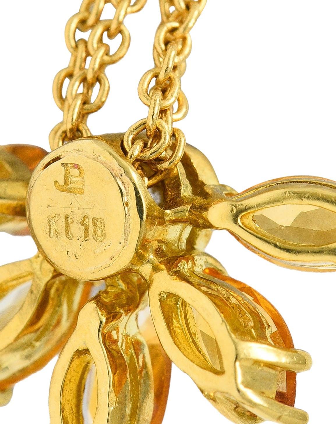 Collana a goccia contemporanea in oro bicolore 18 carati con diamante citrino da 1,50 CTW in vendita 2
