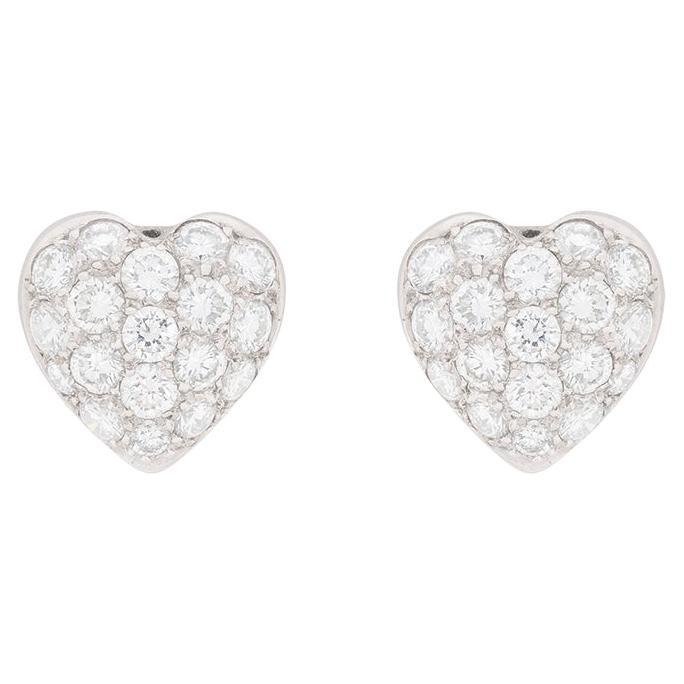 Contemporary 1.50ct Diamond Pavé Heart Shaped Earrings