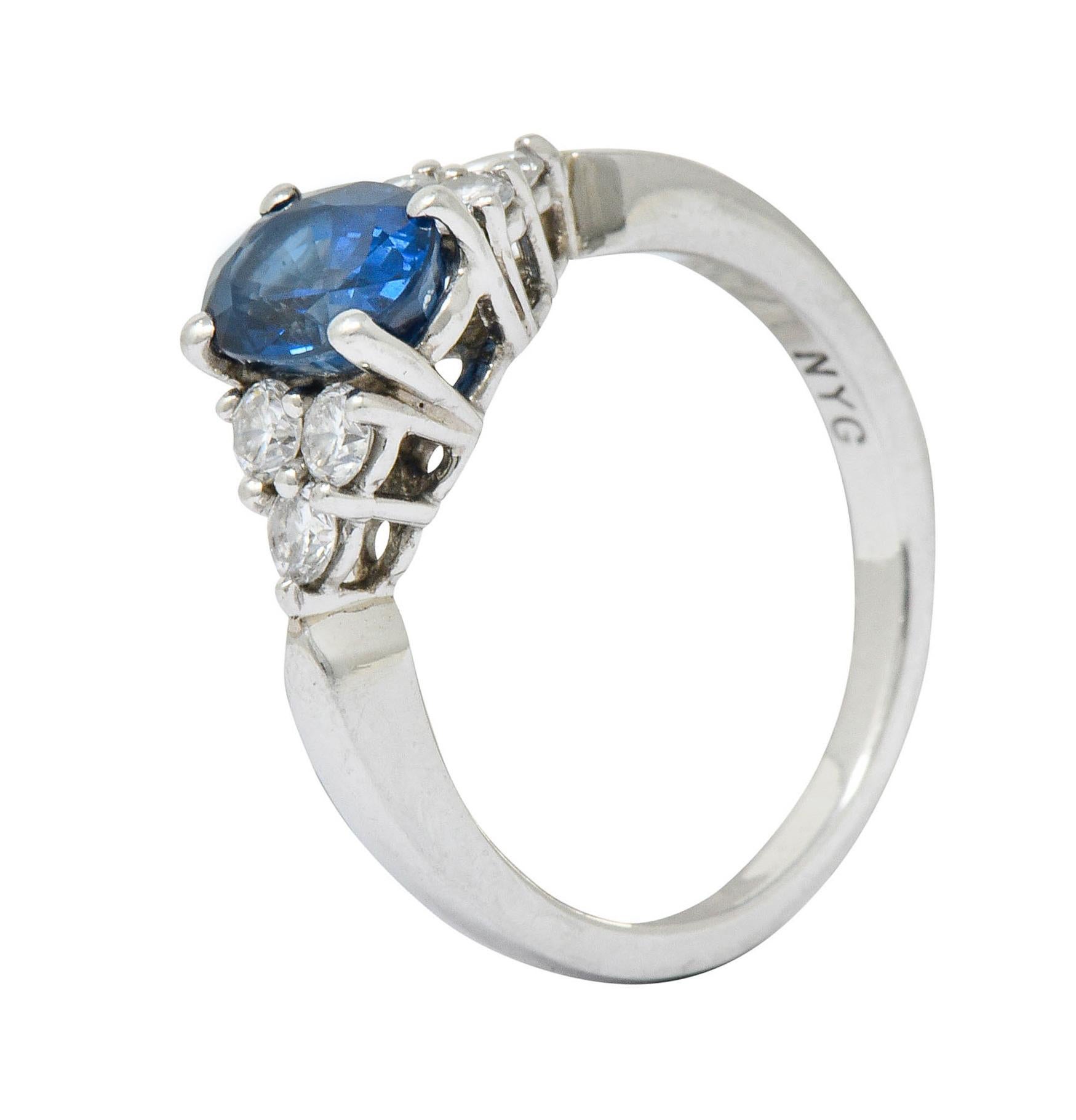 Contemporary 1.51 Carat Sapphire Diamond Platinum Engagement Ring 5