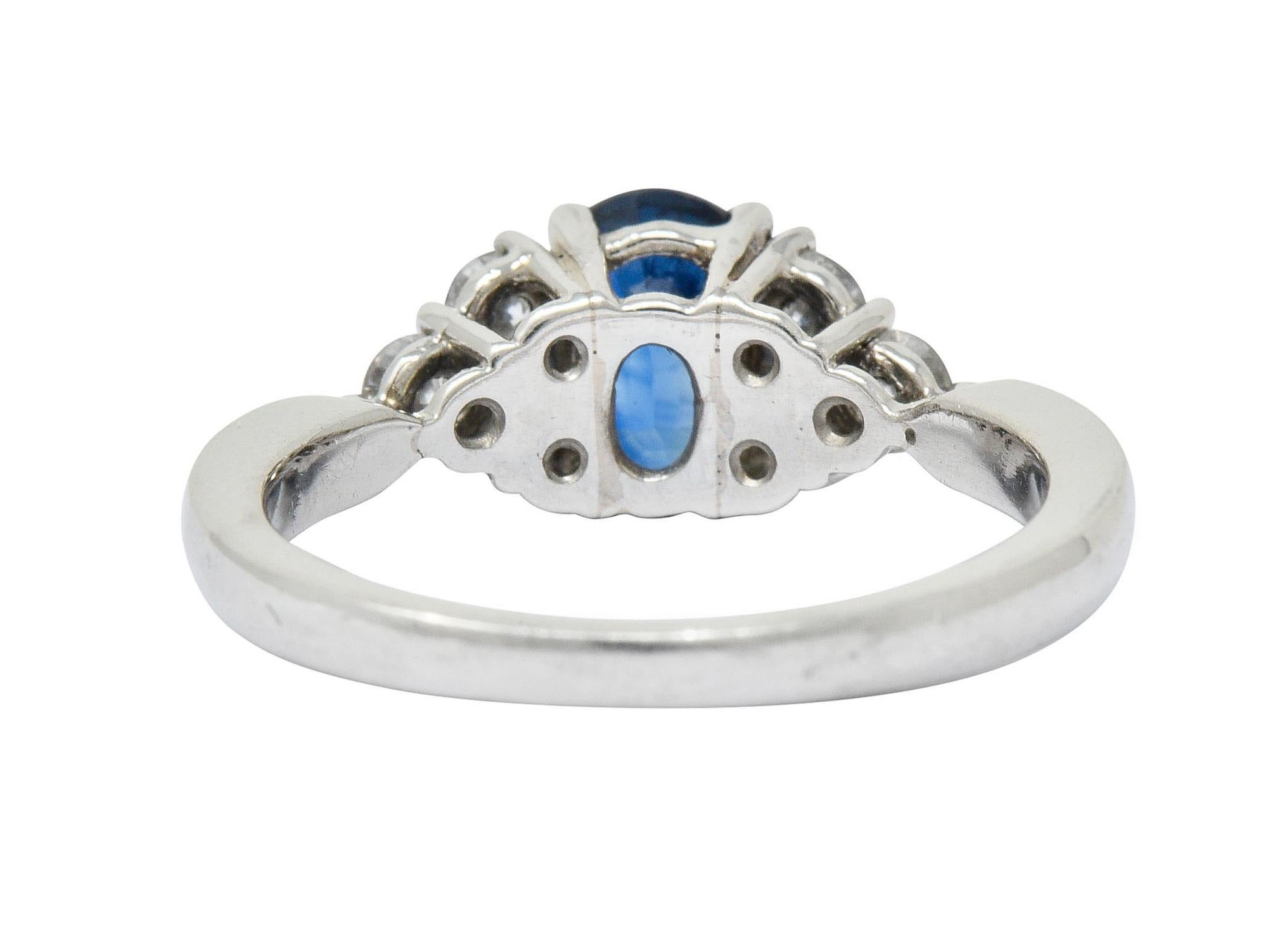 Contemporary 1.51 Carat Sapphire Diamond Platinum Engagement Ring In Excellent Condition In Philadelphia, PA