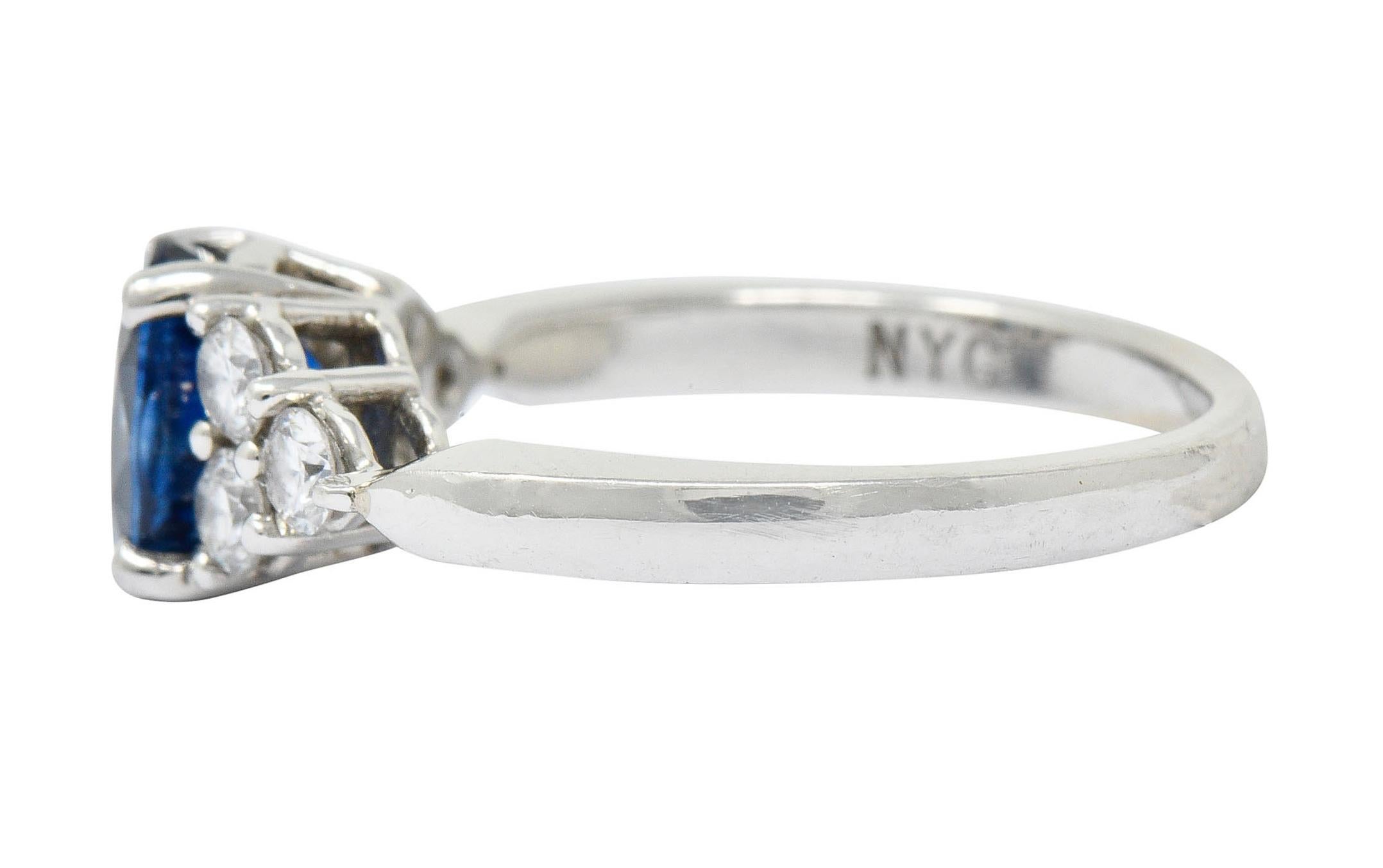 Women's or Men's Contemporary 1.51 Carat Sapphire Diamond Platinum Engagement Ring