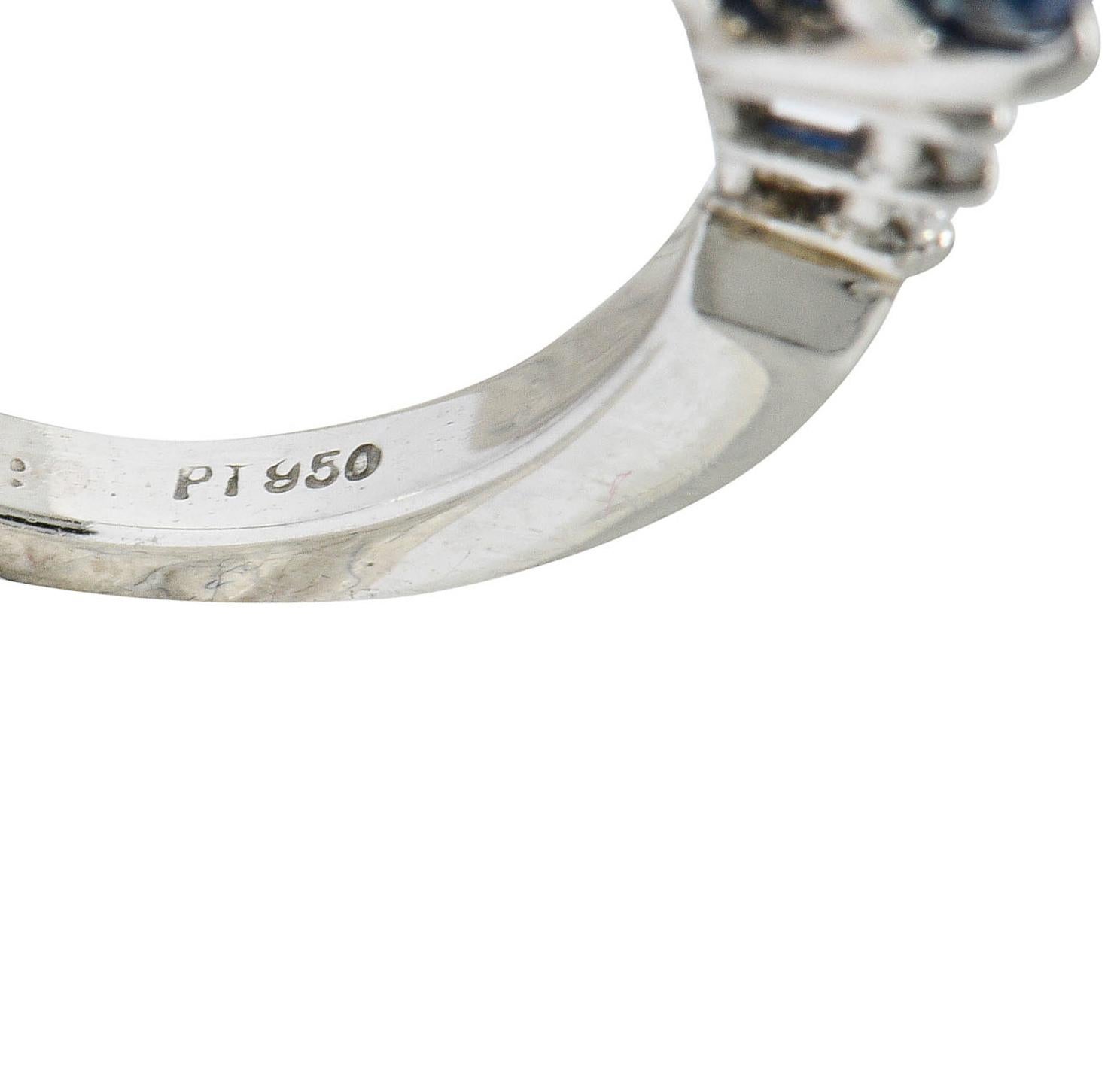 Contemporary 1.51 Carat Sapphire Diamond Platinum Engagement Ring 3