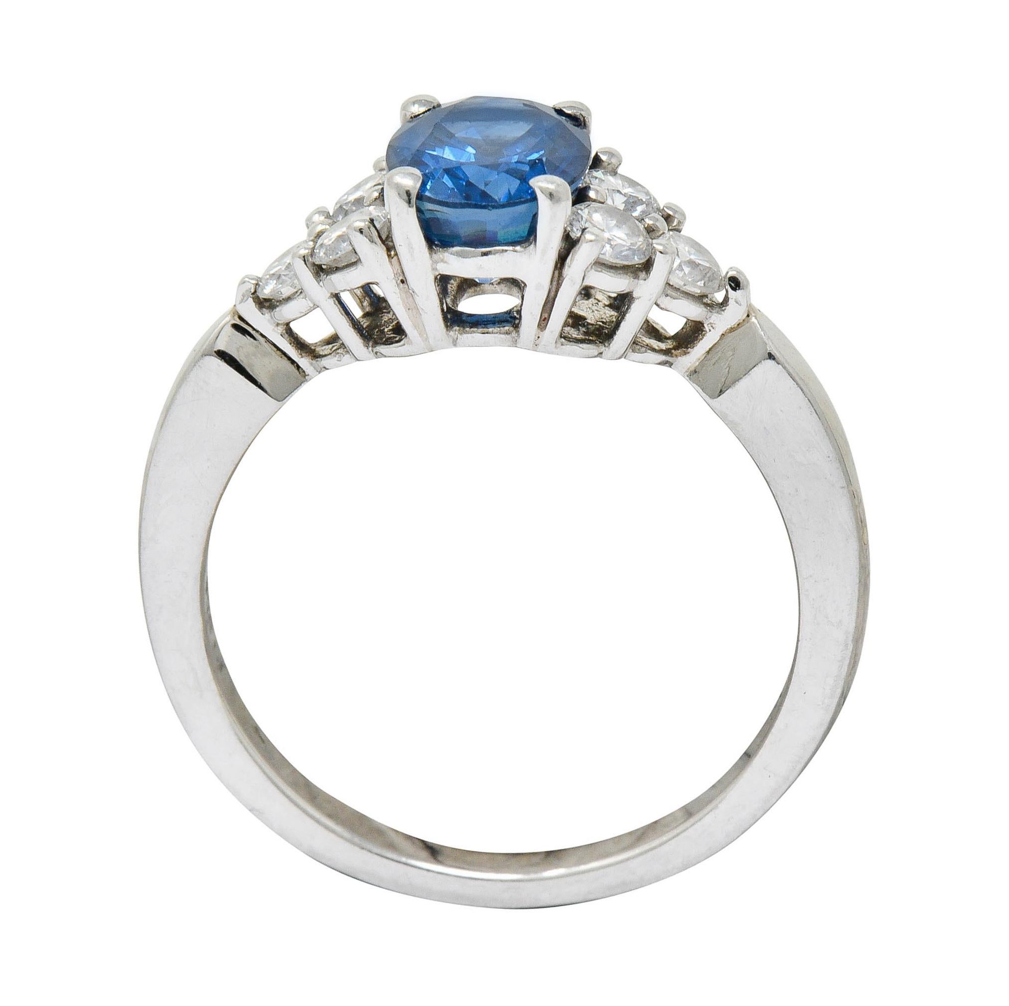 Contemporary 1.51 Carat Sapphire Diamond Platinum Engagement Ring 4