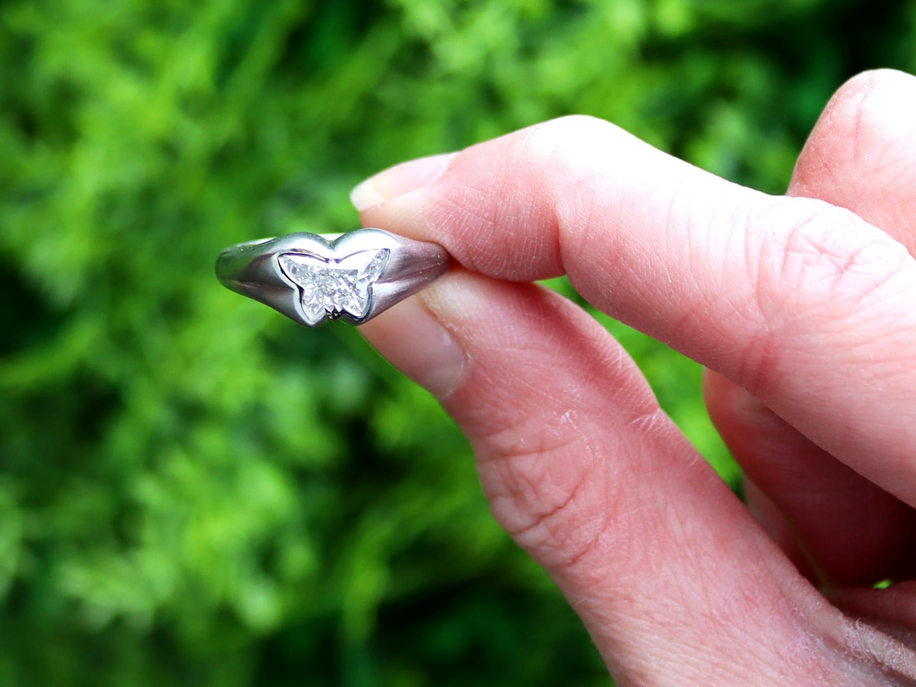 A stunning, fine and impressive contemporary 1.52 carat diamond and platinum butterfly ring; part of our diverse diamond jewellery collection.

This stunning, fine and impressive diamond engagement ring has been crafted in platinum.

The anterior