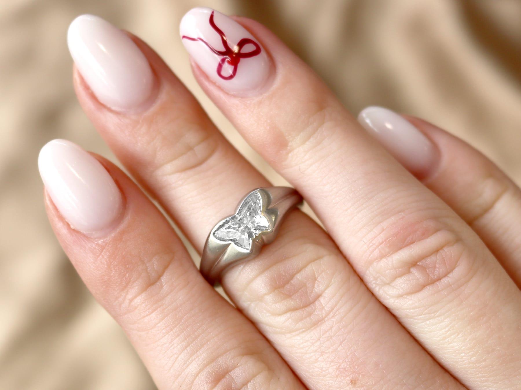 Women's or Men's Contemporary 1.52 Carat Diamond and Platinum Butterfly Engagement Ring (2013) For Sale