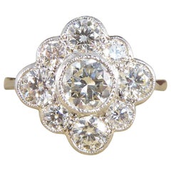 Contemporary 1.52 Carat Total Diamond Kite Cluster Ring in Platinum