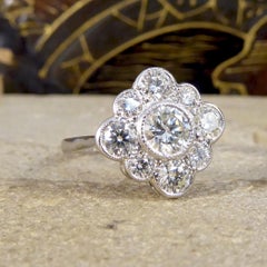 Contemporary 1.52 Carat Total Diamond Kite Cluster Ring in Platinum