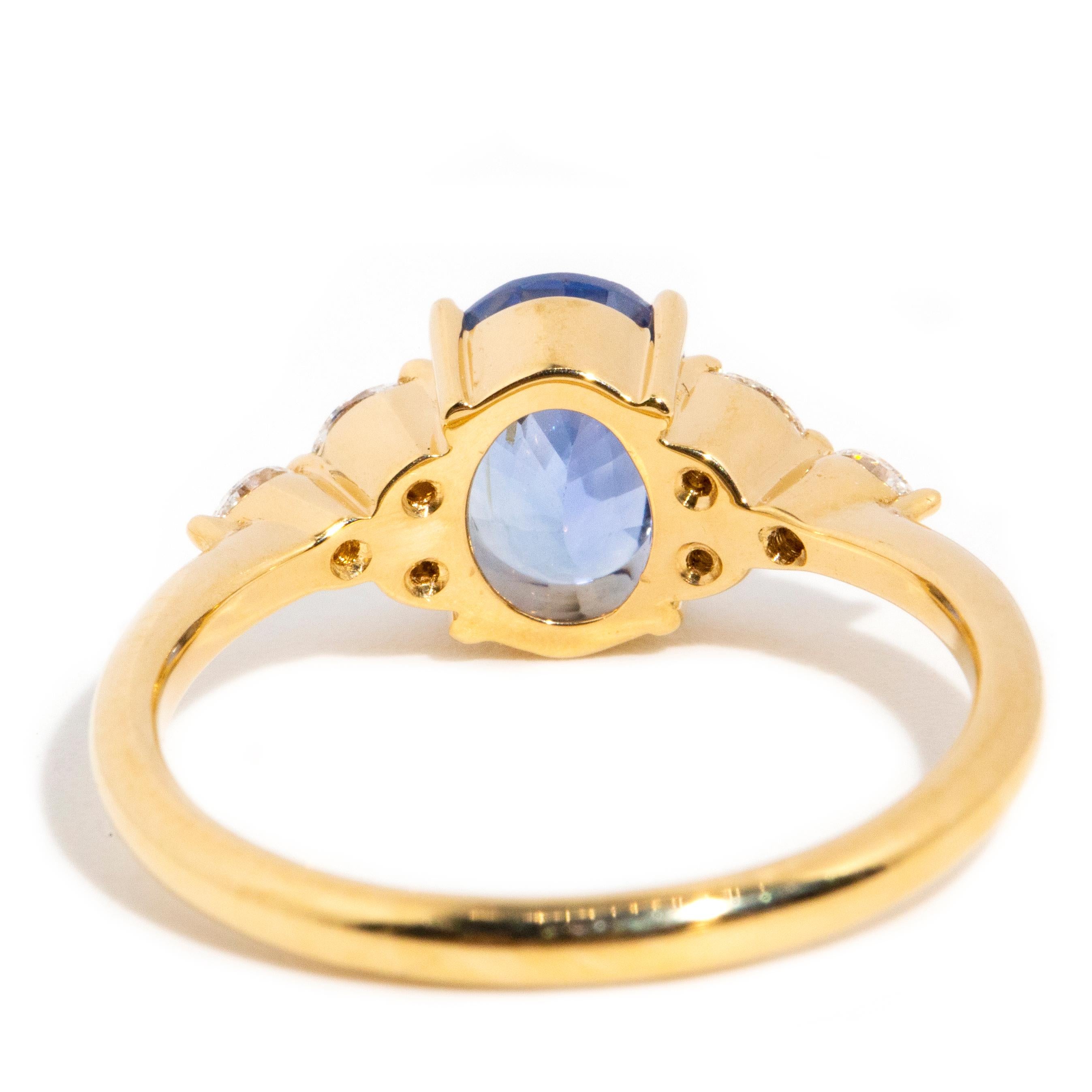 Contemporary 1.53 Carat Ceylon Sapphire & Marquise Diamond Ring 18 Carat Gold 4
