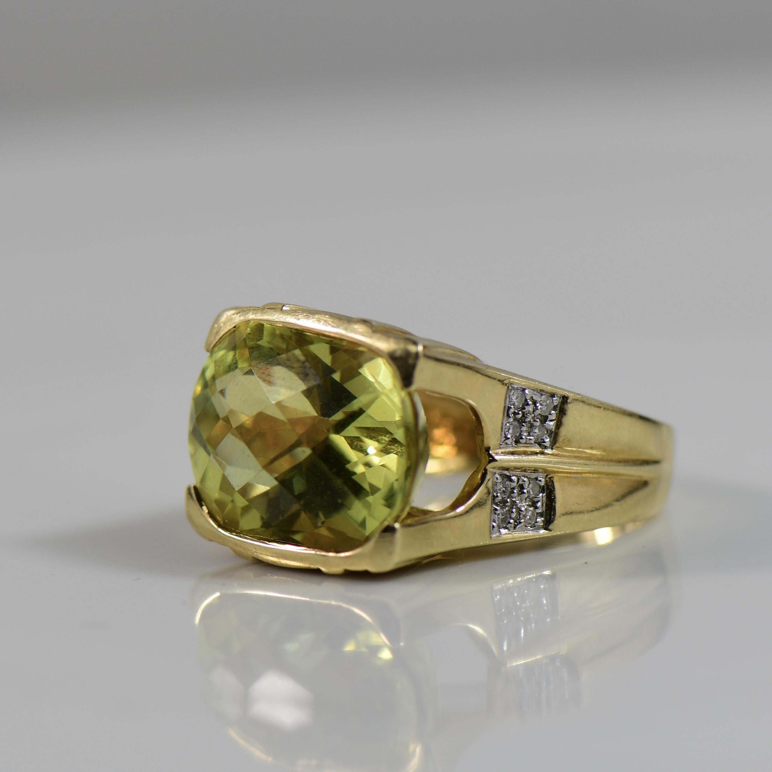 Experience contemporary luxury with this extraordinary checkerboard oval-cut yellow-green citrine, weighing an impressive 15.5 carats. The mesmerizing facets of the citrine create a radiant play of light, showcasing its vibrant and unique