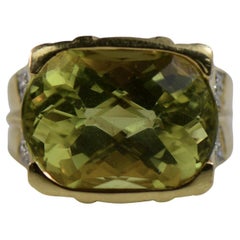 Contemporary 15,5ct Grünlicher Citrin & Diamant Statement Ring