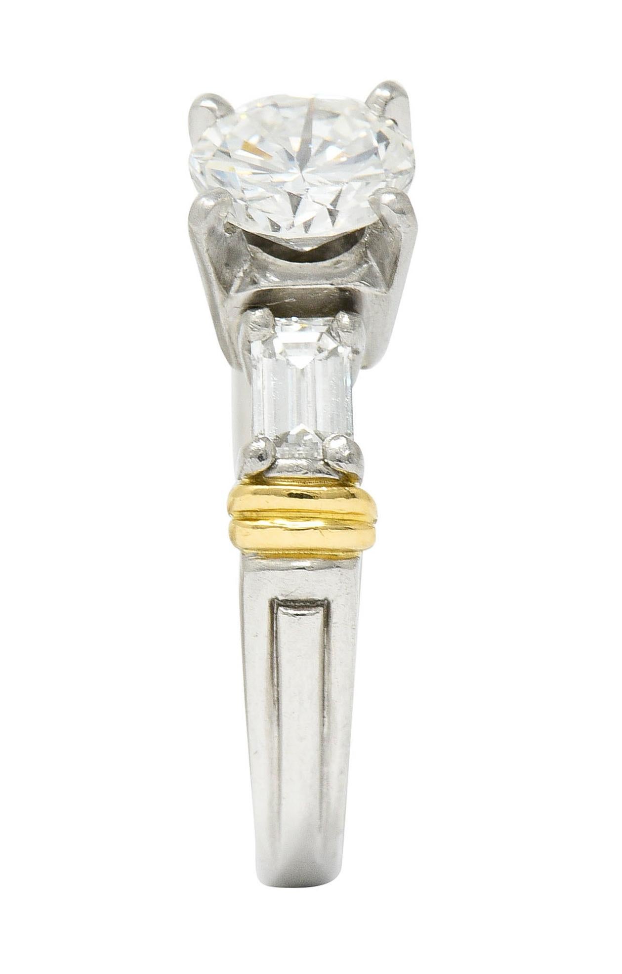 Contemporary 1.58 Carats Diamond Platinum 18 Karat Gold Engagement Ring For Sale 4