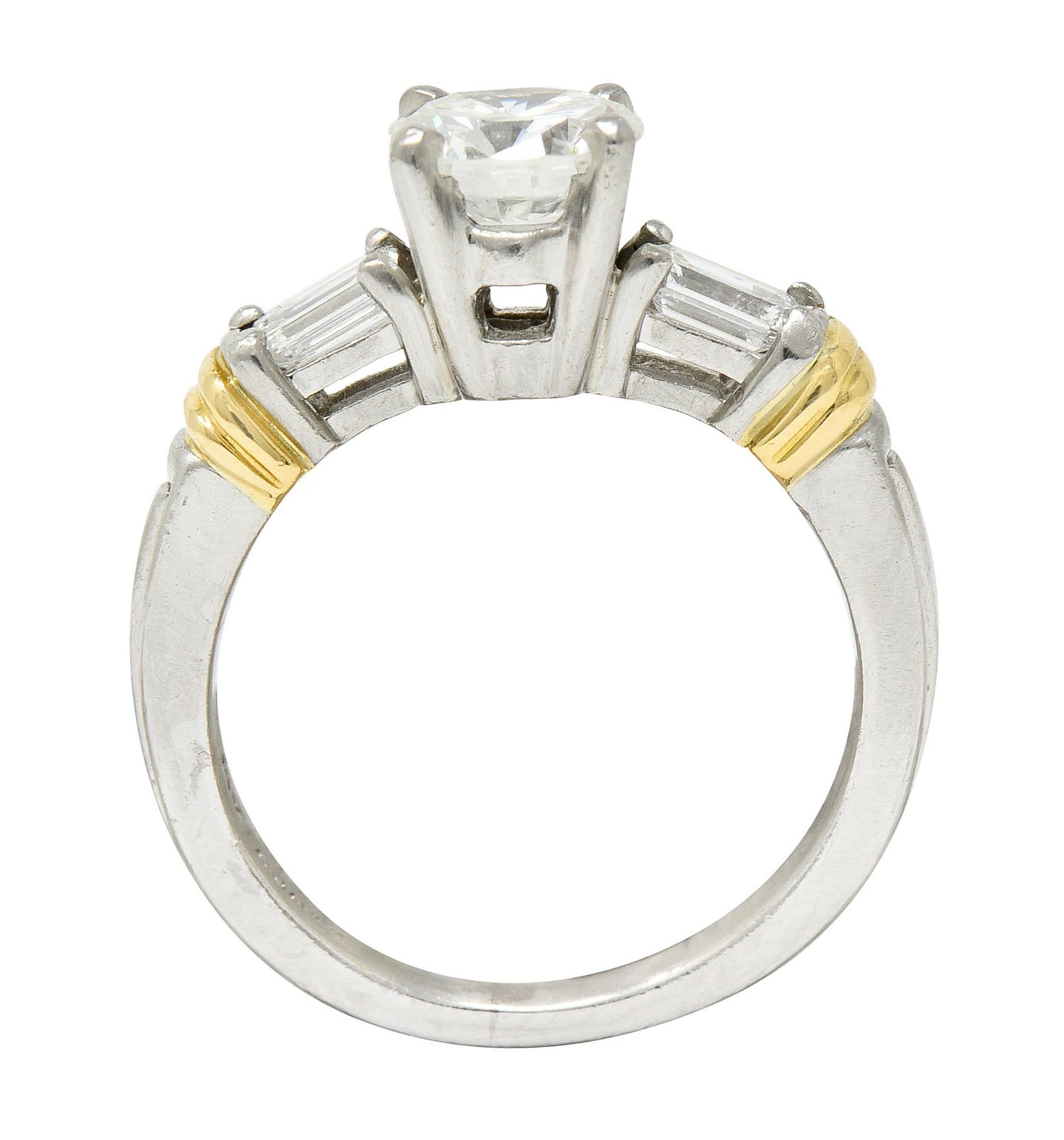 Contemporary 1.58 Carats Diamond Platinum 18 Karat Gold Engagement Ring For Sale 2