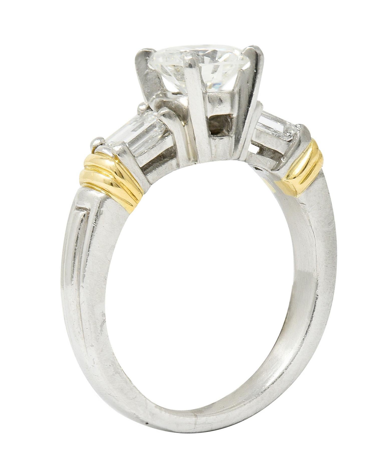 Contemporary 1.58 Carats Diamond Platinum 18 Karat Gold Engagement Ring For Sale 3