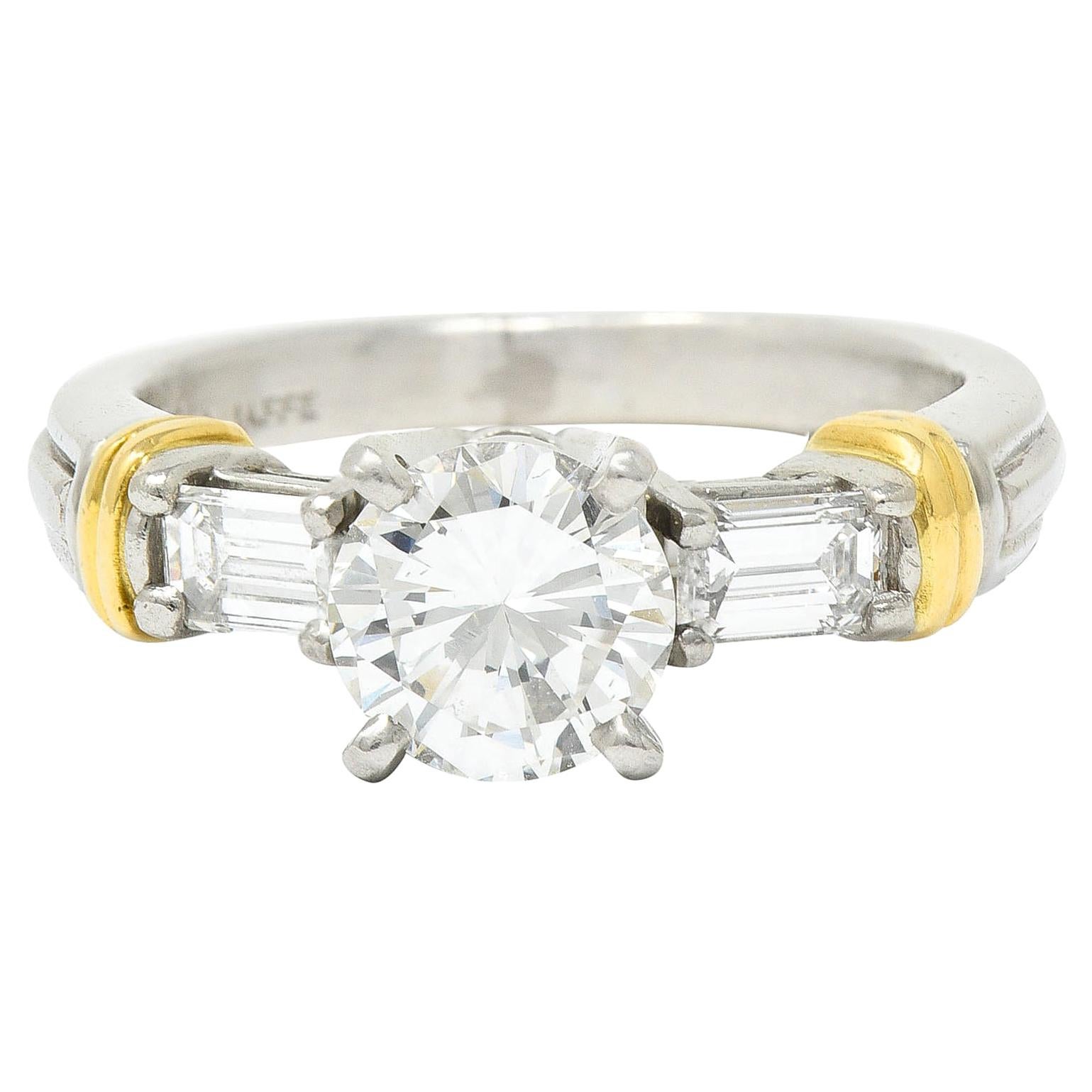 Contemporary 1.58 Carats Diamond Platinum 18 Karat Gold Engagement Ring For Sale