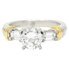 Contemporary 1.58 Carats Diamond Platinum 18 Karat Gold Engagement Ring