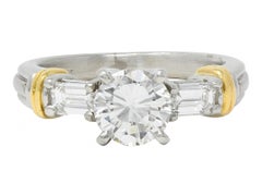 Contemporary 1.58 CTW Diamond Platinum 18 Karat Yellow Gold Engagement Ring