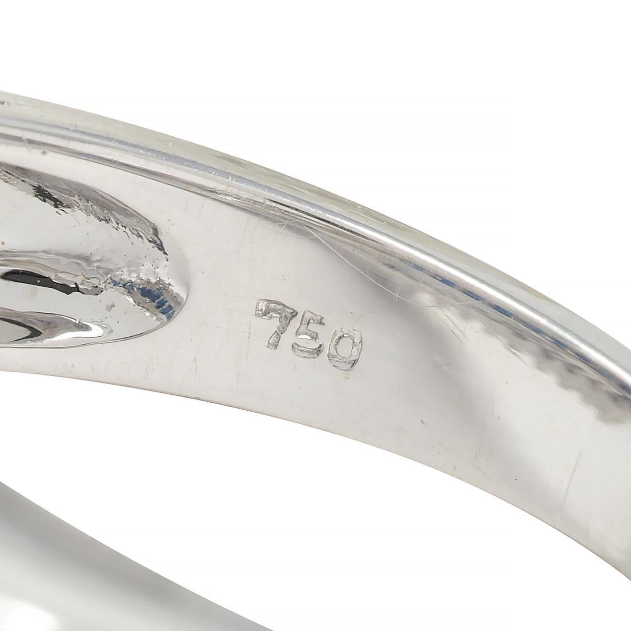 Contemporary 1.59 CTW Sapphire Diamond 18 Karat White Gold Wide Band Ring 2