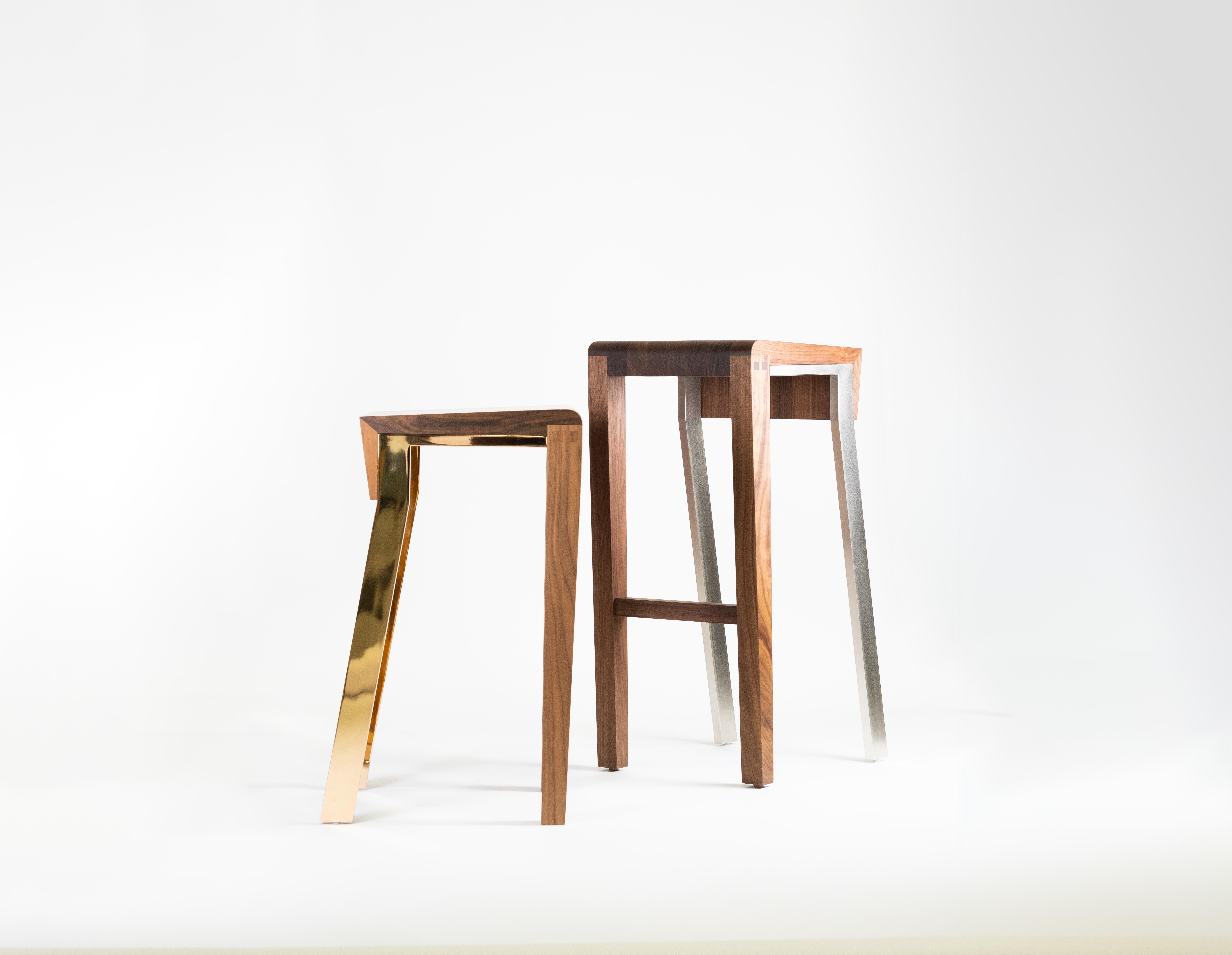Contemporary Counter-Height Stool, Walnut or Oak by Stacklab In New Condition In Toronto, Ontario