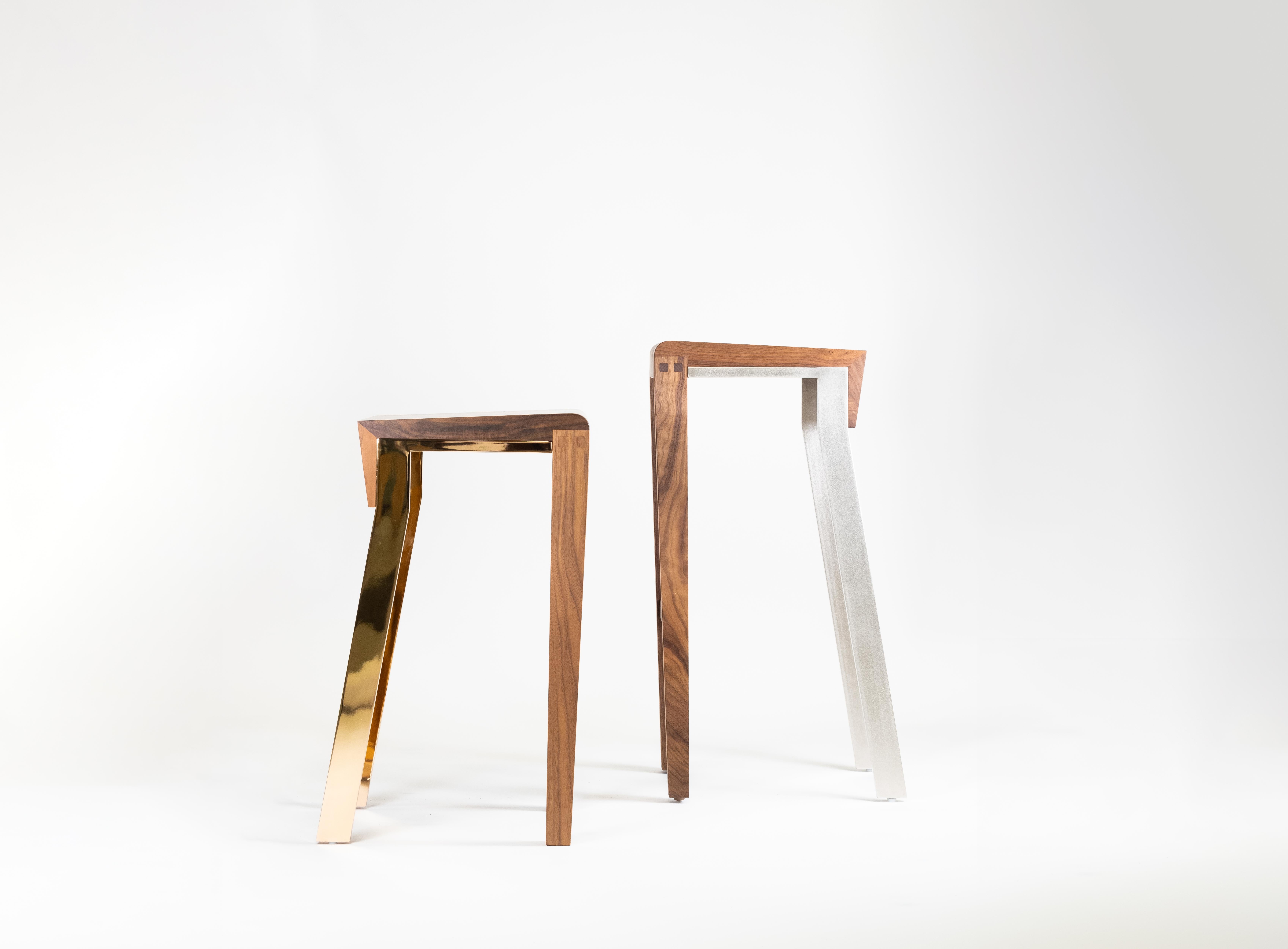 Steel Contemporary Counter-Height Stool, Walnut or Oak by Stacklab