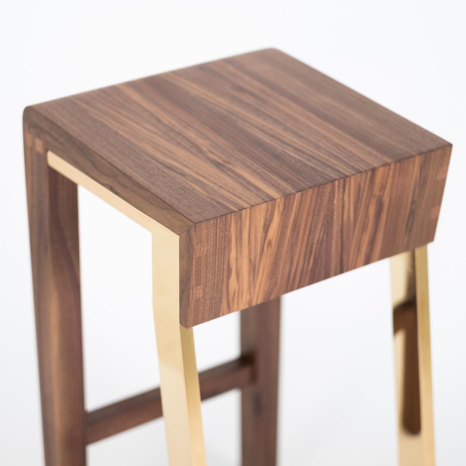 Canadian Contemporary 1.6 Stool Walnut or Oak Bar-Height by Stacklab For Sale