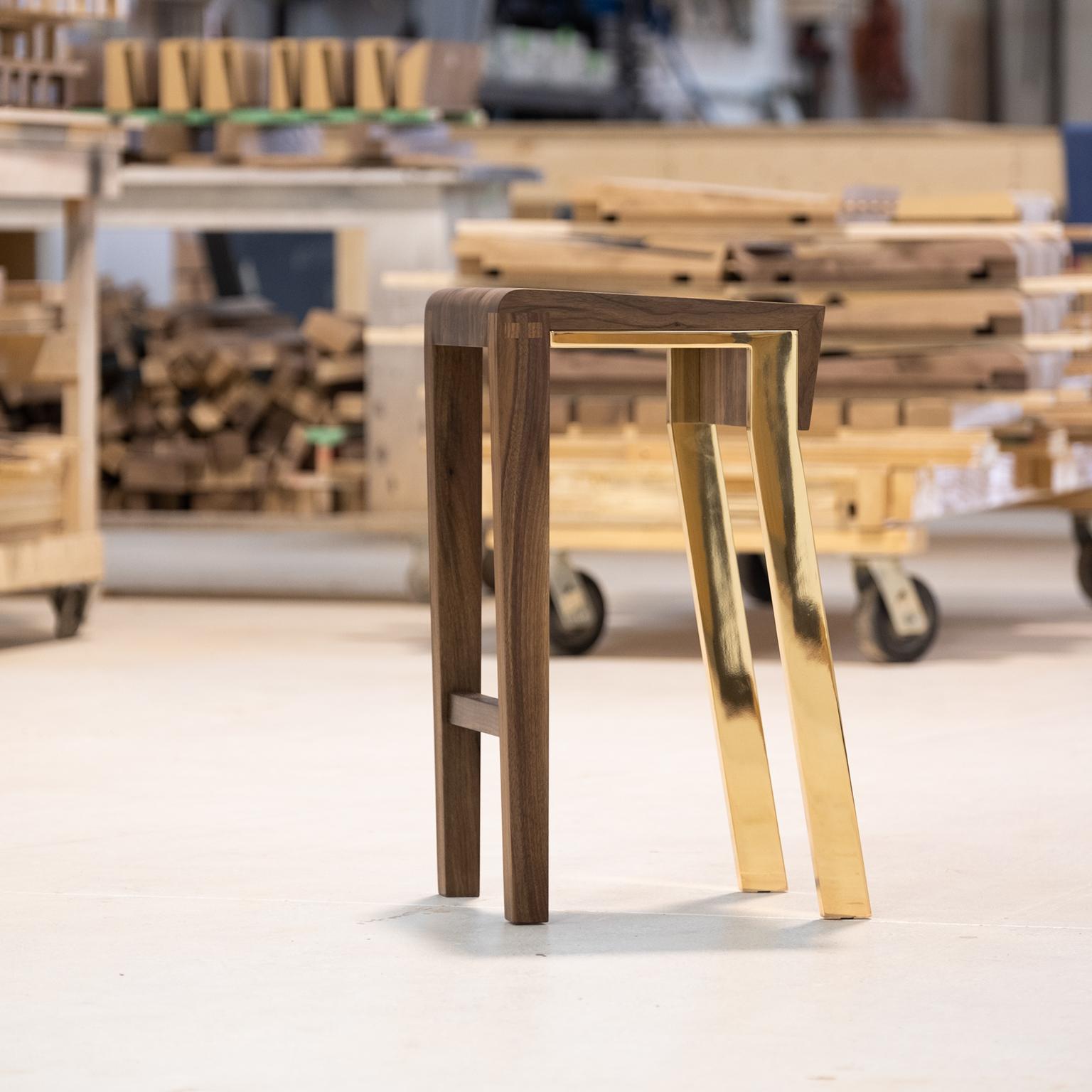 Contemporary 1.6 Stool Walnut or Oak Bar-Height by Stacklab In New Condition For Sale In Toronto, Ontario