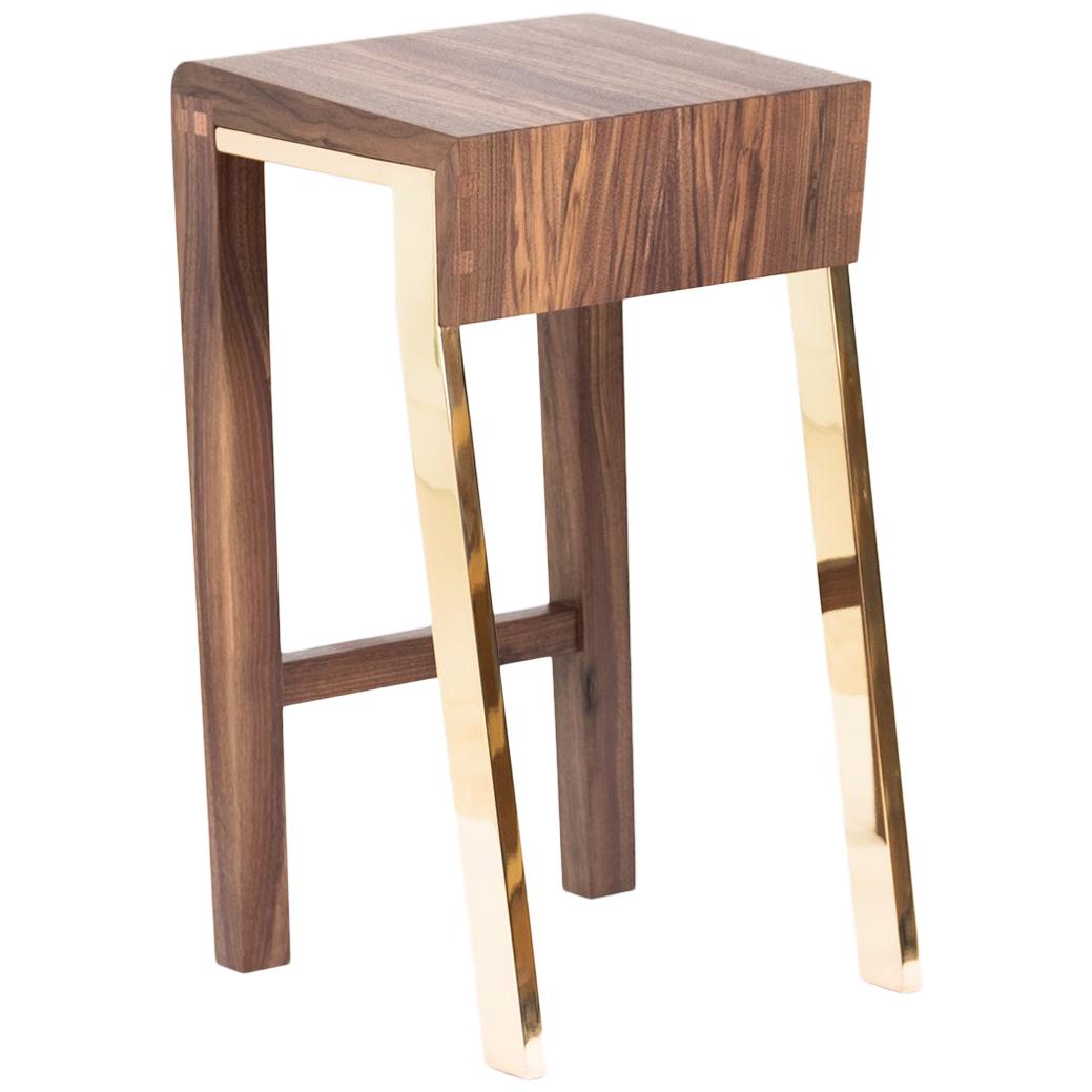 Contemporary 1.6 Stool Walnut or Oak Bar-Height by Stacklab For Sale