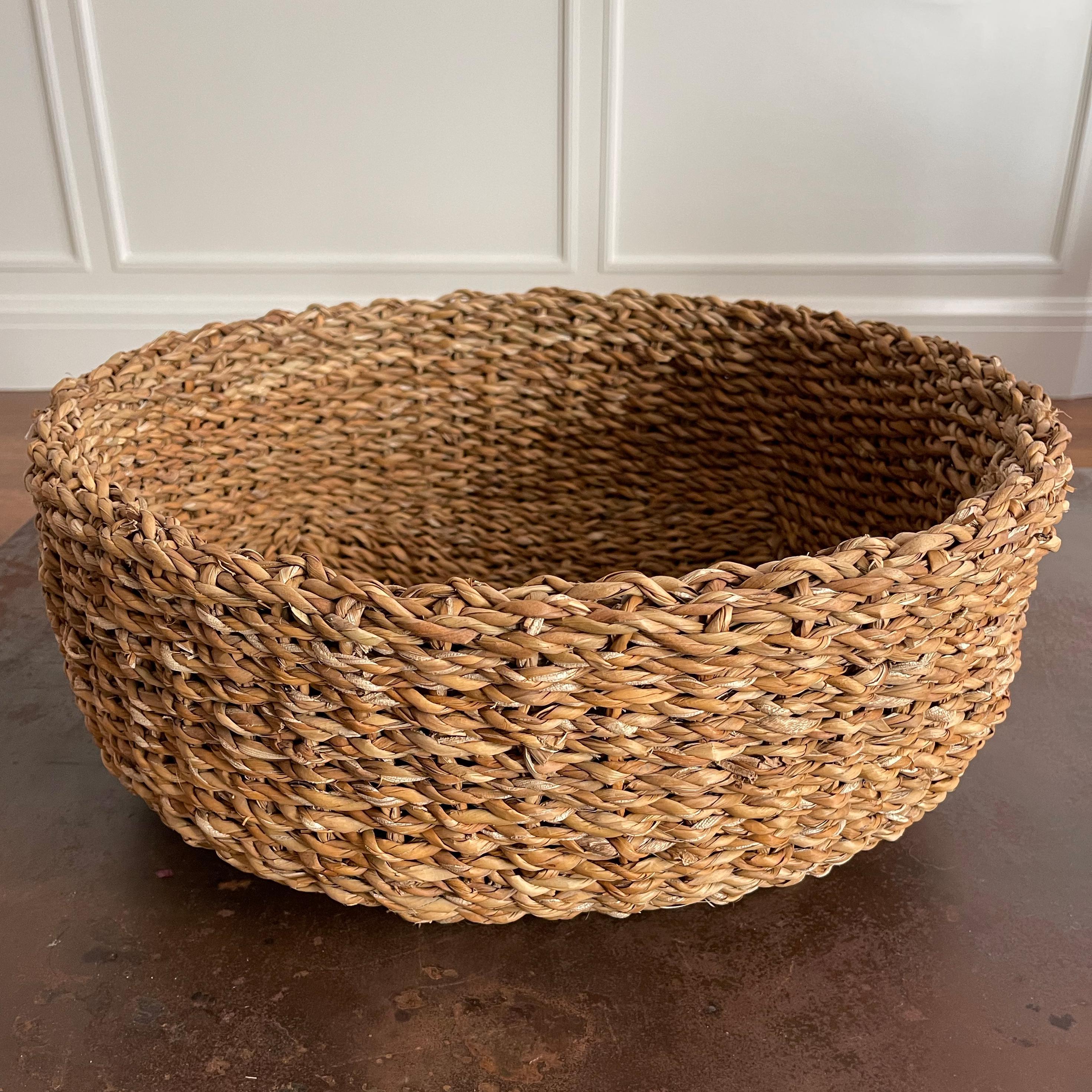 Hand-Woven Decorative Seagrass Basket For Sale