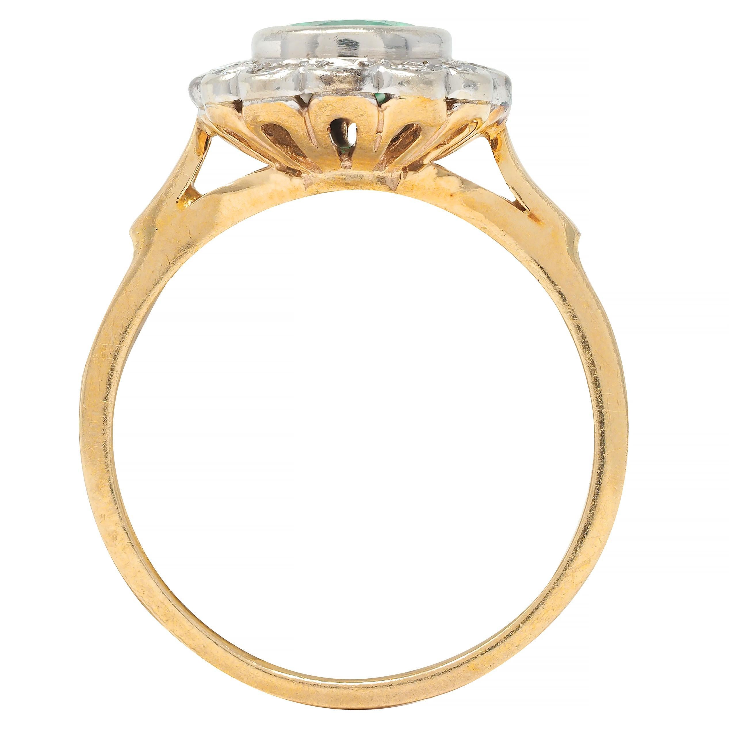 Contemporary 1.60 CTW No-Oil Emerald Diamond 14K Two-Tone Gold Halo Ring GIA 5