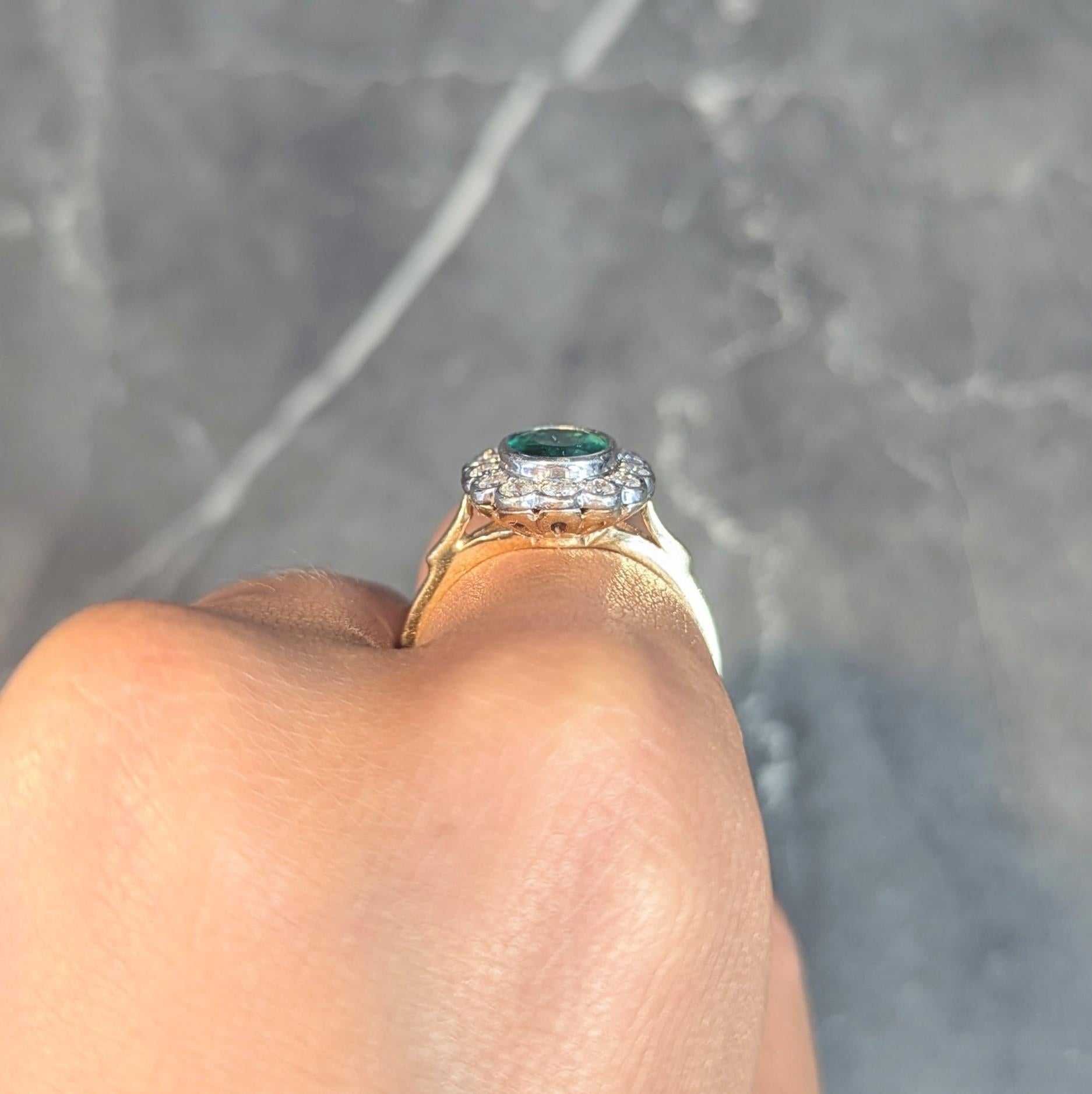 Contemporary 1.60 CTW No-Oil Emerald Diamond 14K Two-Tone Gold Halo Ring GIA 8