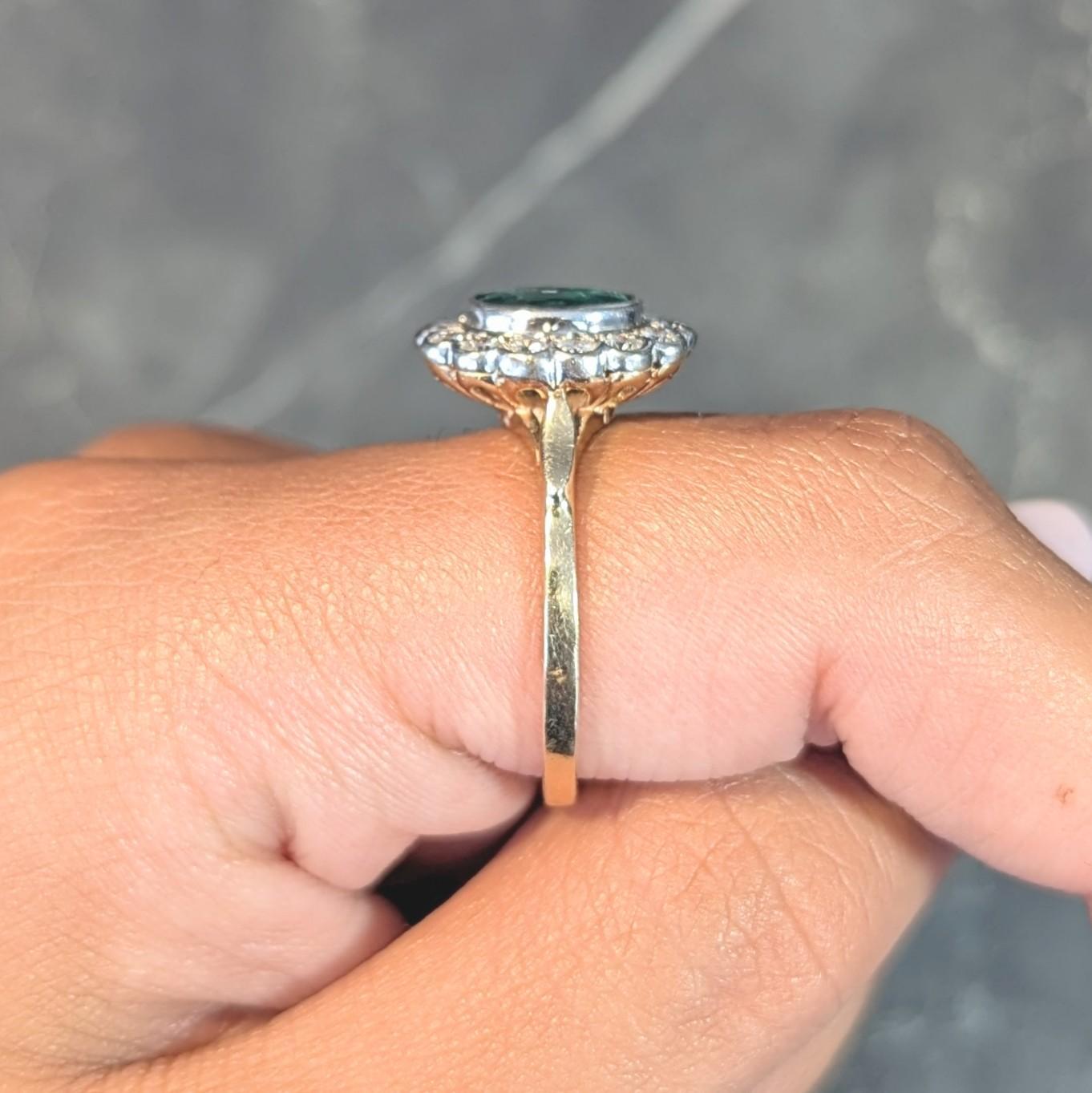 Contemporary 1.60 CTW No-Oil Emerald Diamond 14K Two-Tone Gold Halo Ring GIA 9