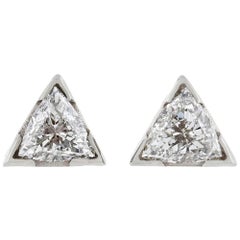 Contemporary 1.60 Total Carat Weight Trillion Cut Diamond Stud Earrings