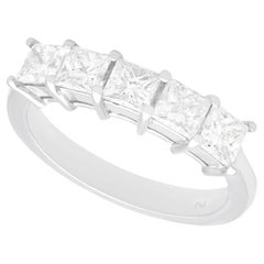 Contemporary 1.60ct Diamond and 18k White Gold Five Stone / Half Eternity Ring
